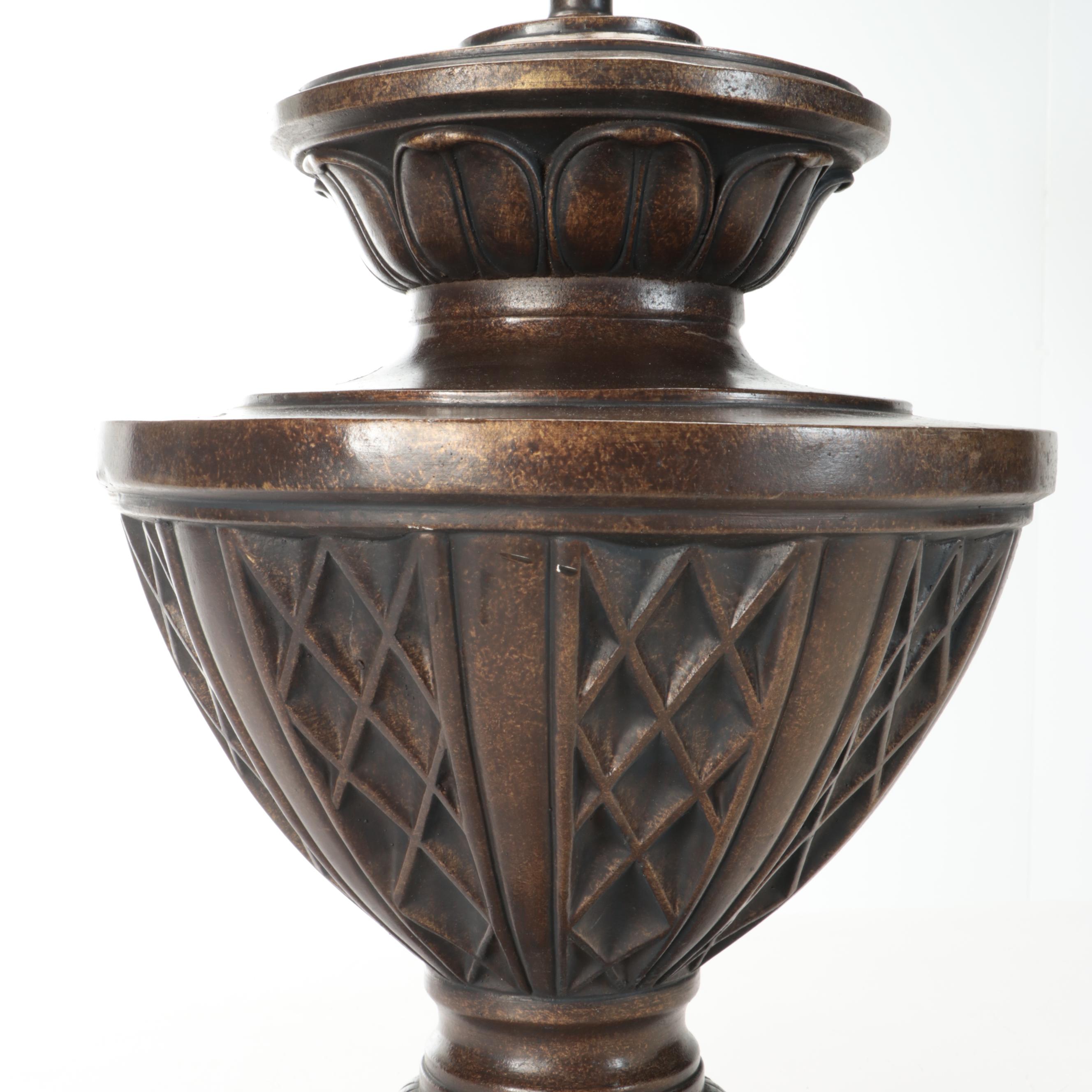 Burnished Bronze Finish Table Lamp with Empire Silk Shade