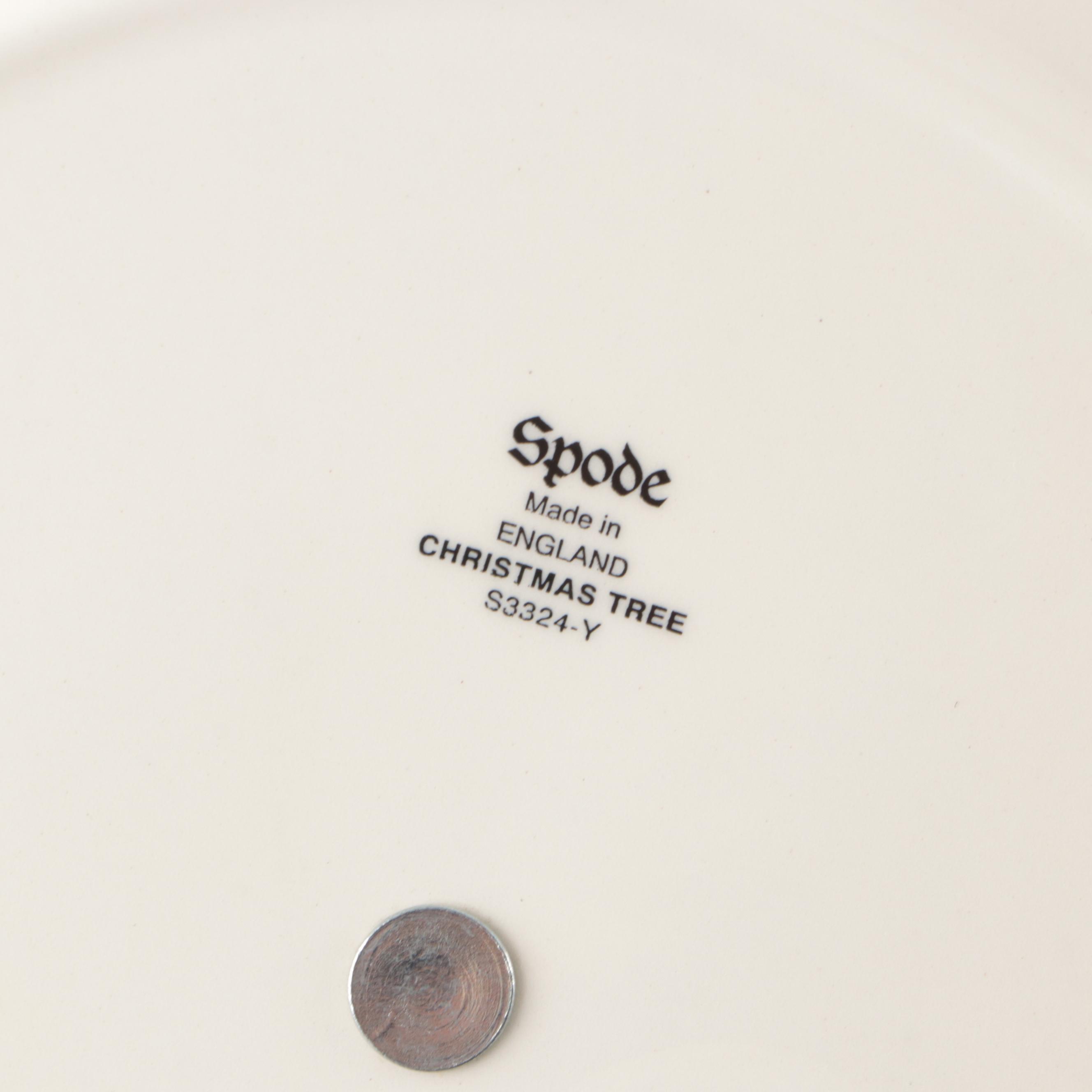 Spode "Christmas Tree" Ceramic and Glass Dinnerware with Lenox Porcelain Bowl