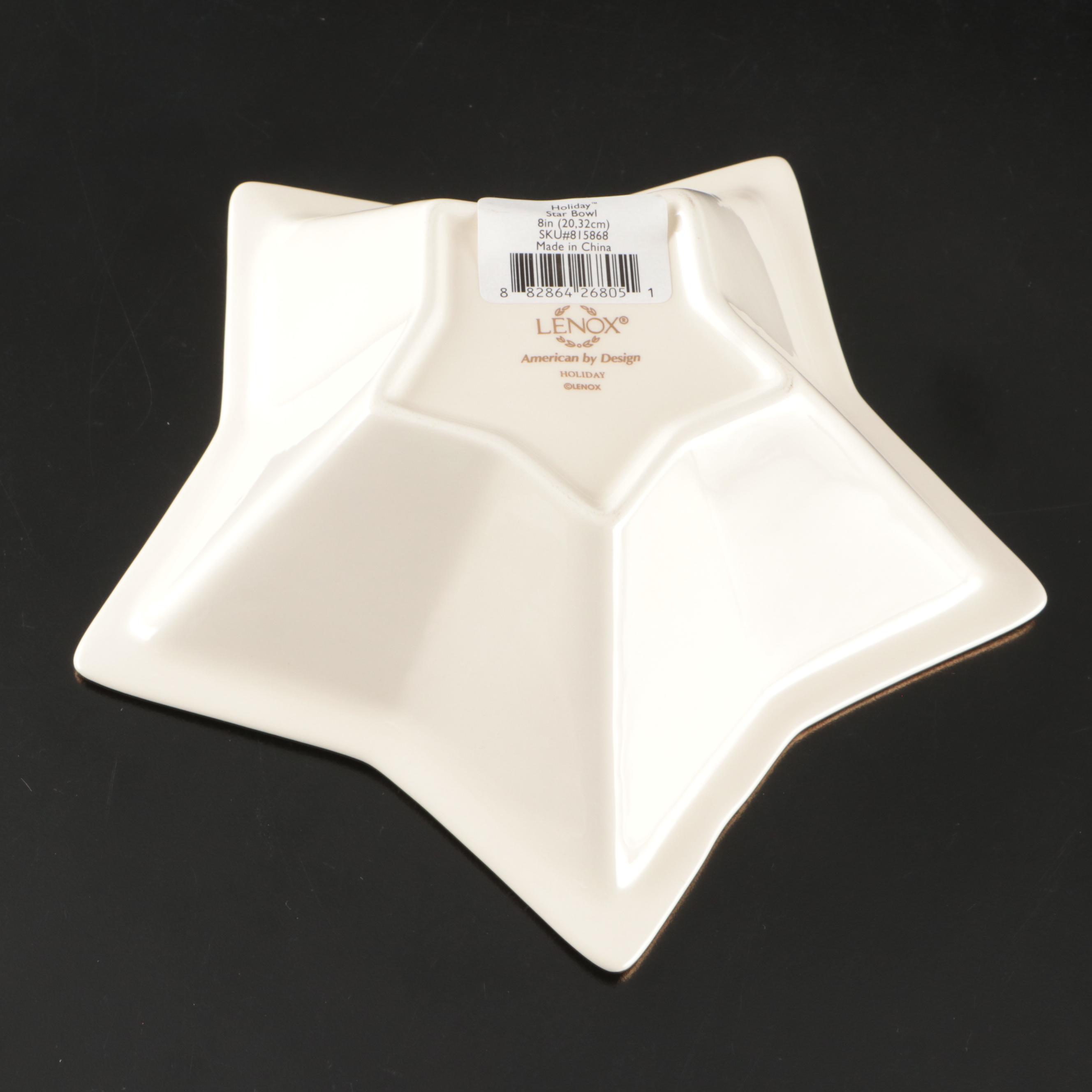 Spode "Christmas Tree" Ceramic and Glass Dinnerware with Lenox Porcelain Bowl