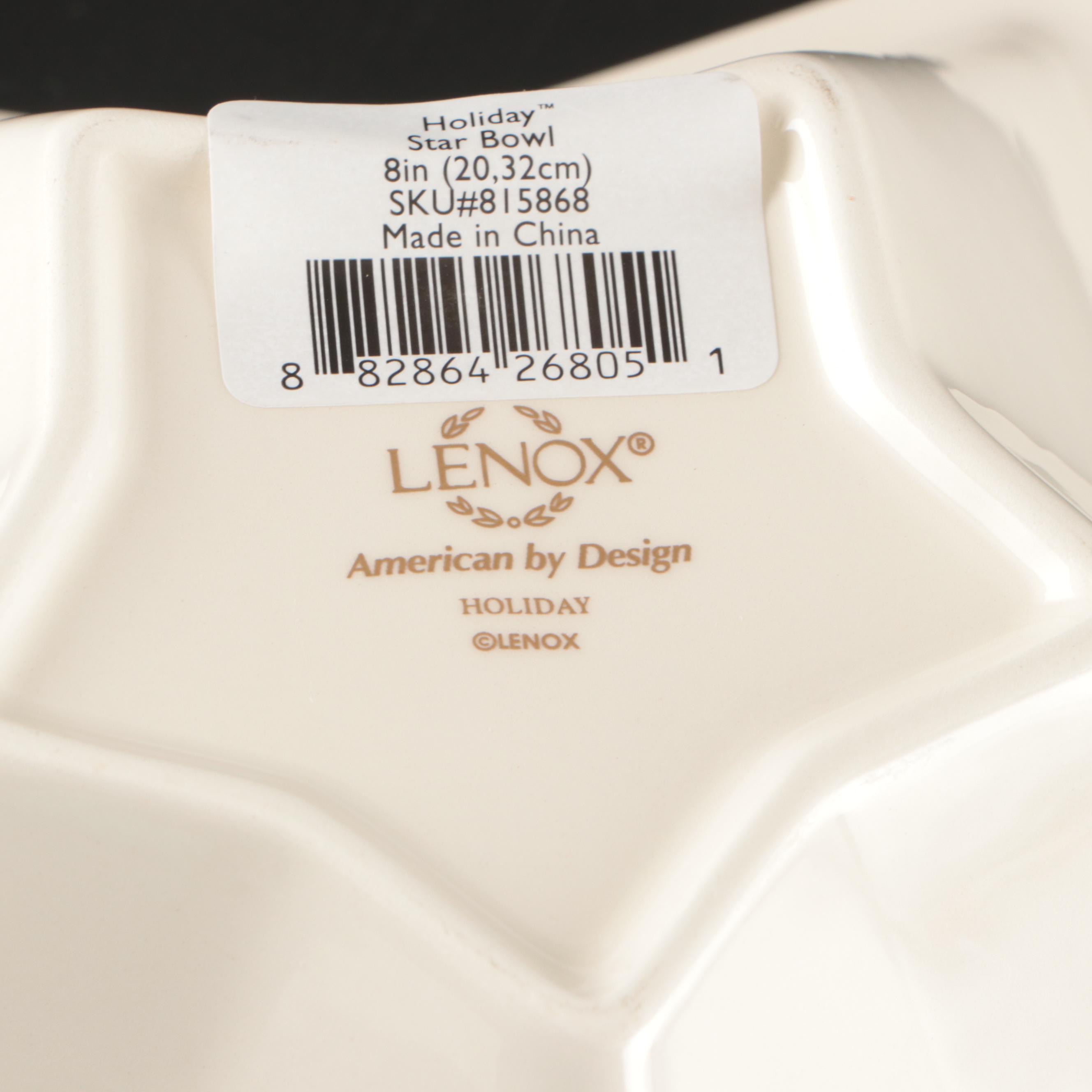 Spode "Christmas Tree" Ceramic and Glass Dinnerware with Lenox Porcelain Bowl