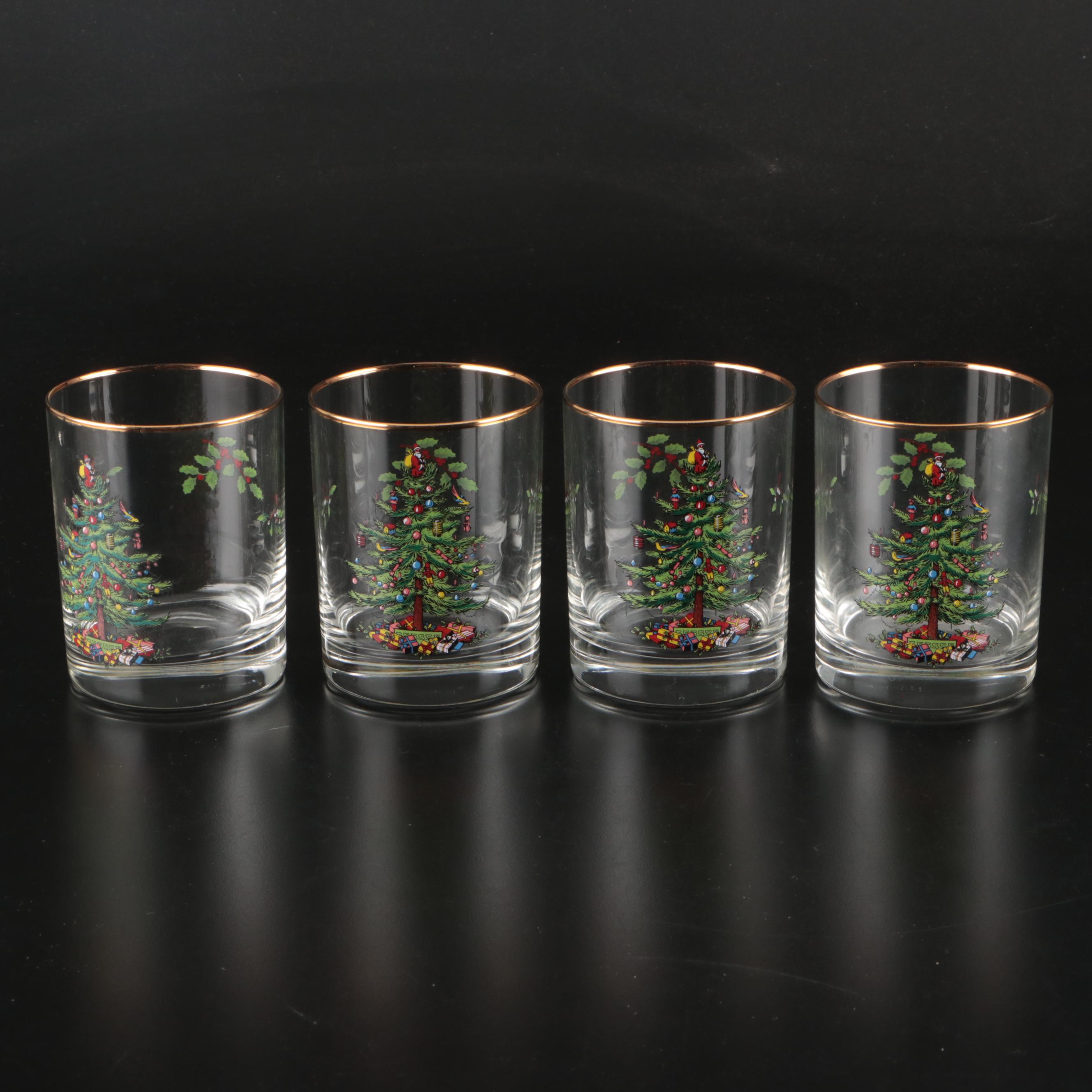 Spode "Christmas Tree" Ceramic and Glass Dinnerware with Lenox Porcelain Bowl