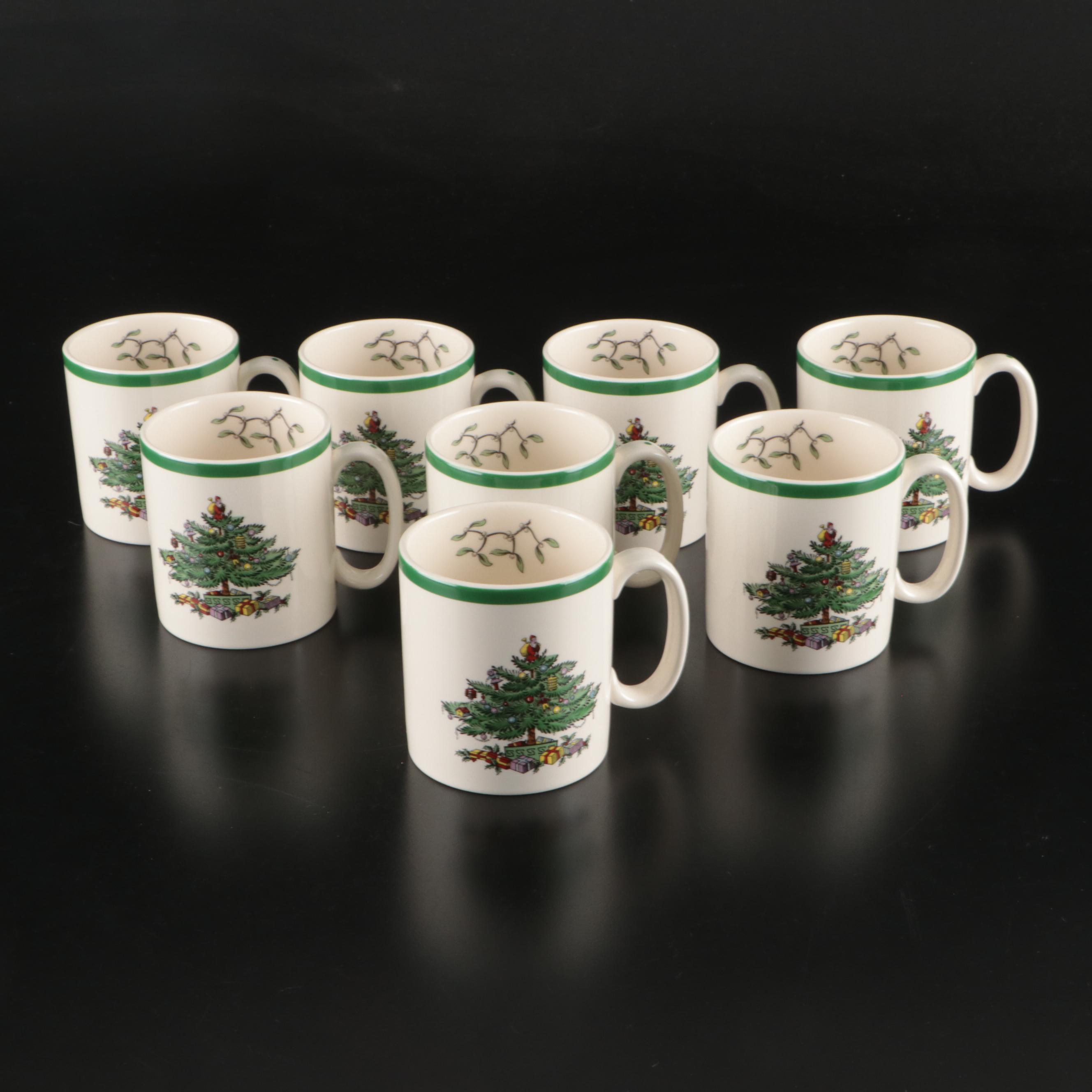 Spode "Christmas Tree" Ceramic and Glass Dinnerware with Lenox Porcelain Bowl