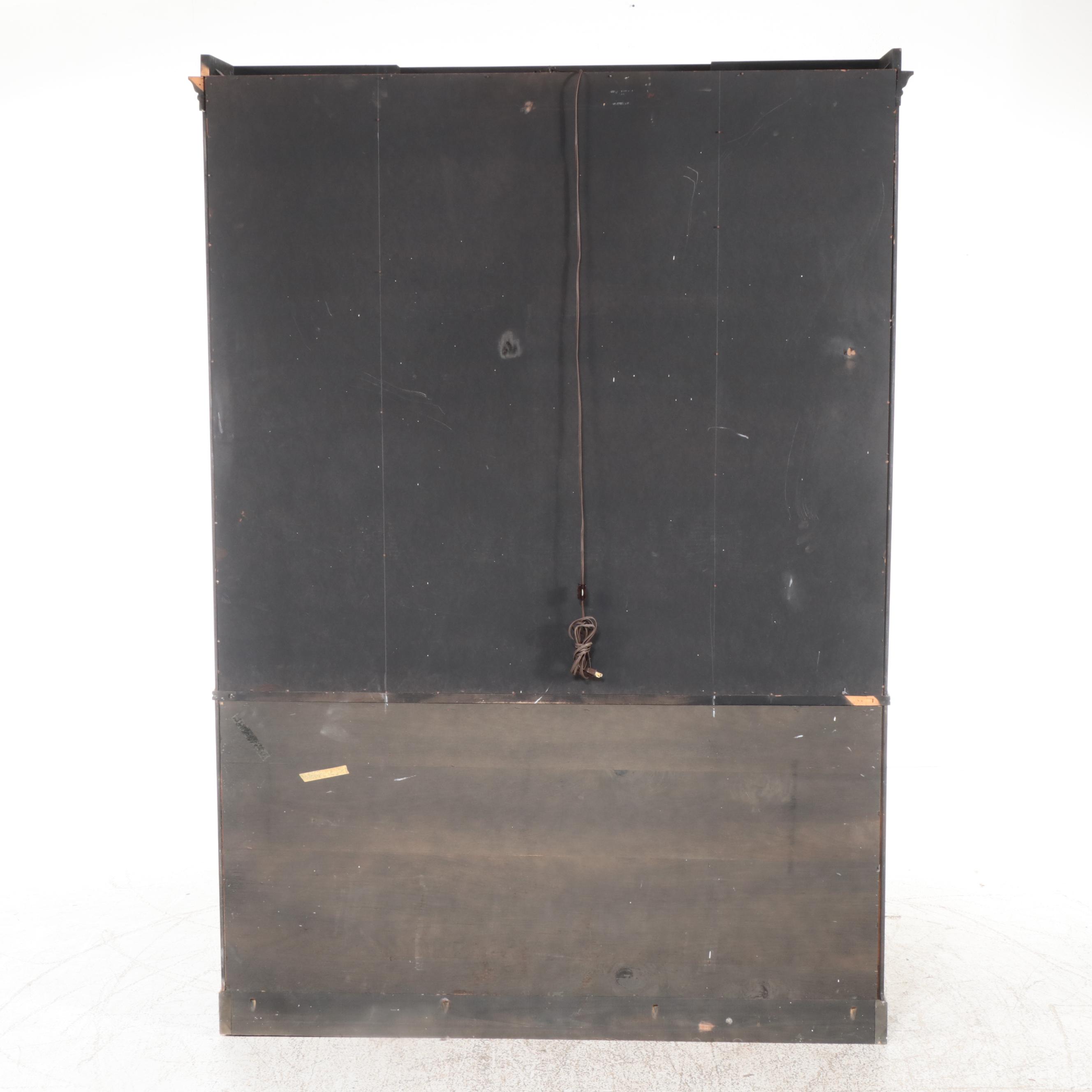 Chinoiserie Black Lacquered and Paint-Decorated China Cabinet