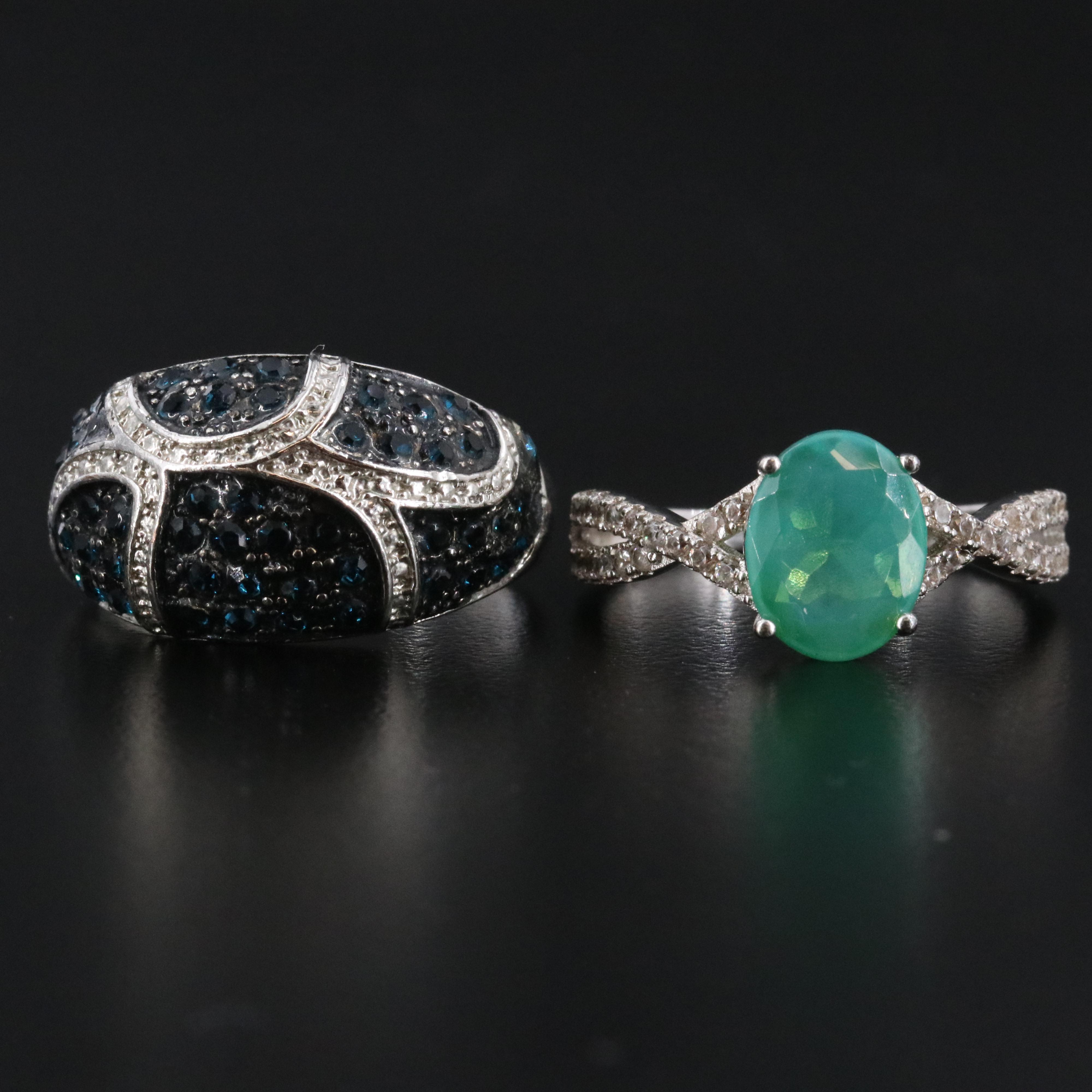 Opal, White Topaz and Glass Rings Including Sterling