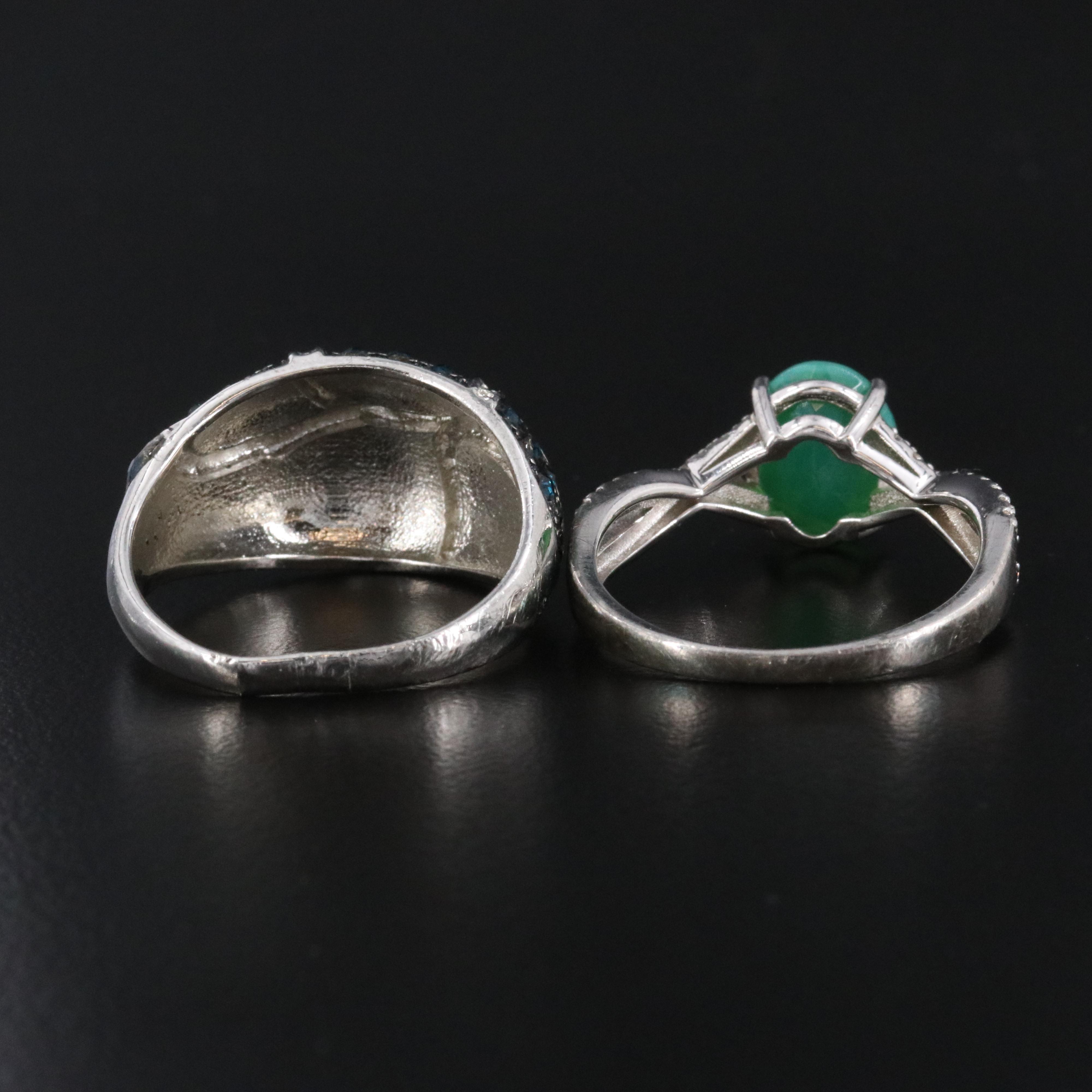 Opal, White Topaz and Glass Rings Including Sterling