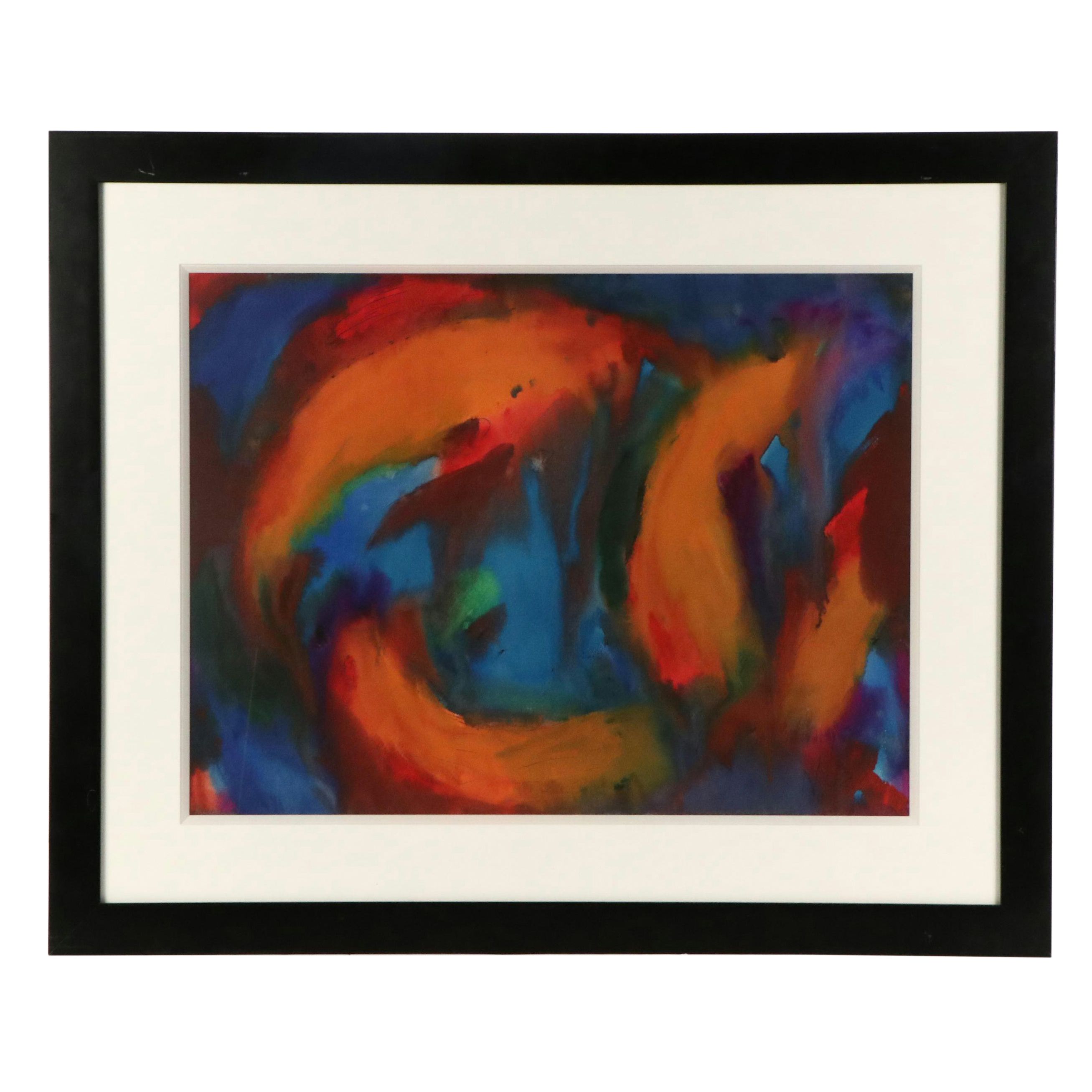 Abstract Composition With Fish Acrylic Wash Painting "N. 62"