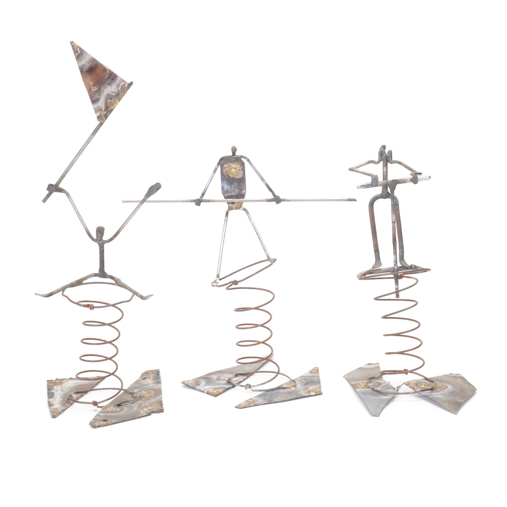 Bob Ragland Kinetic Figural Metal Sculptures, Late 20th Century