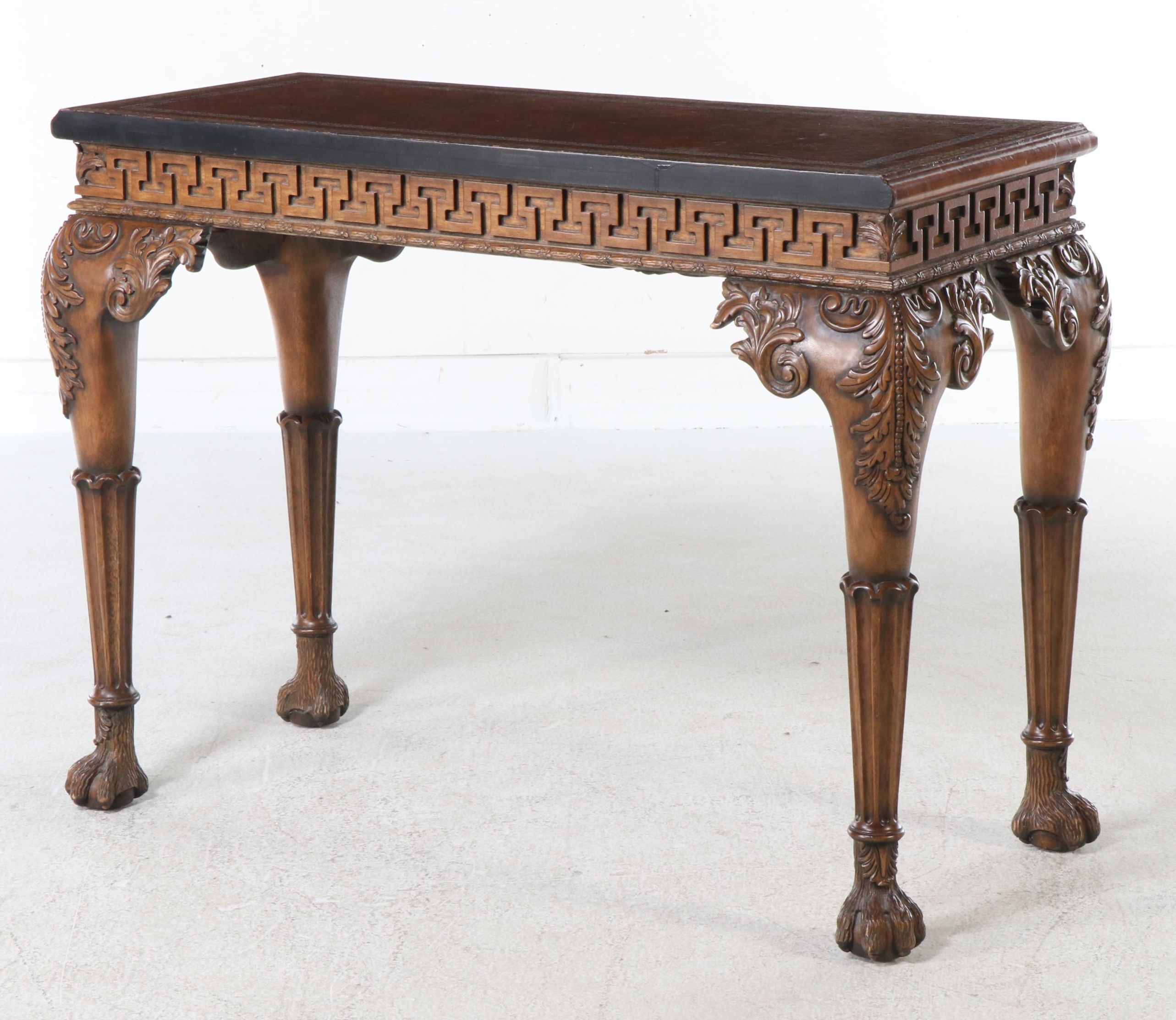 Maitland-Smith Console Table with Leather Inlay Top