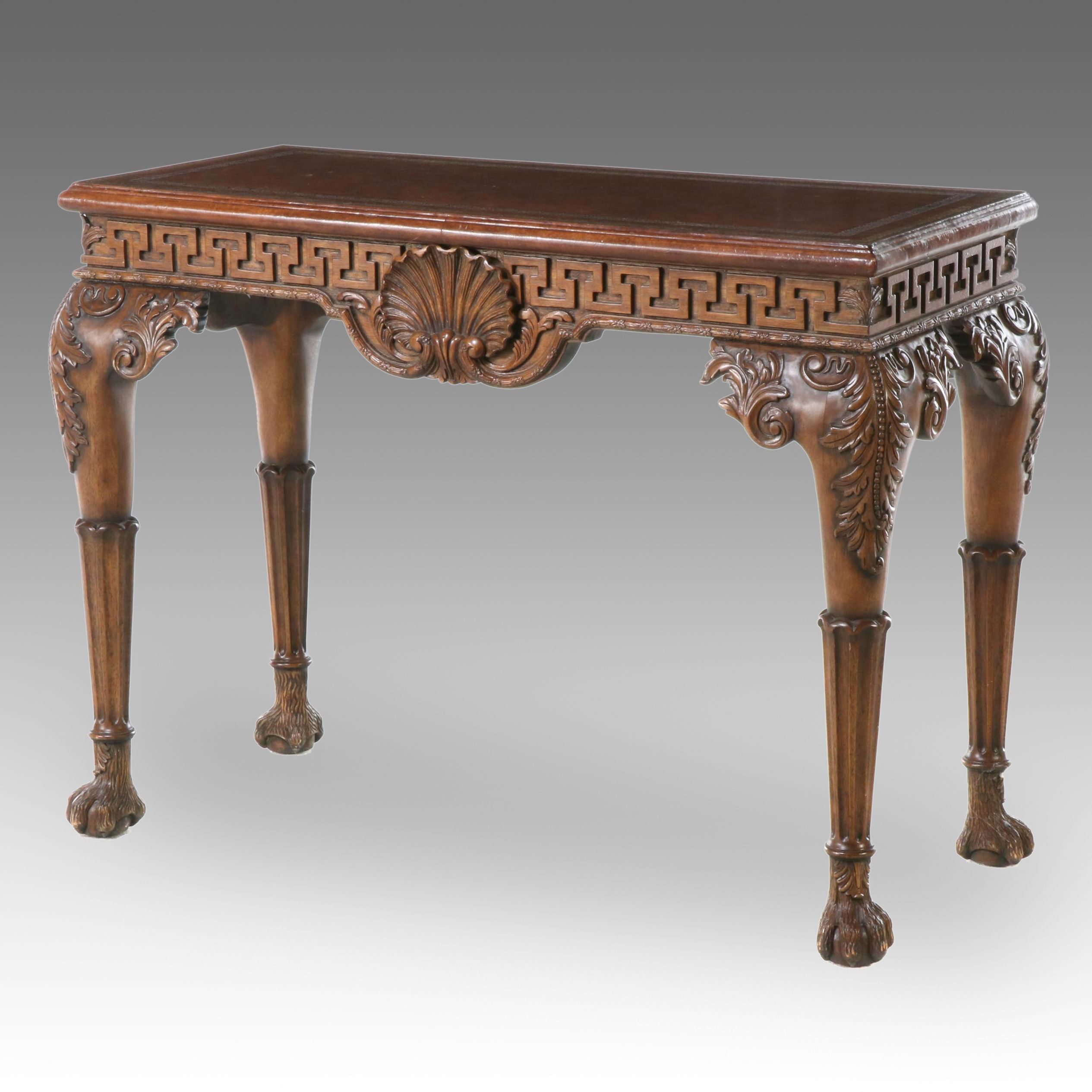 Maitland-Smith Console Table with Leather Inlay Top