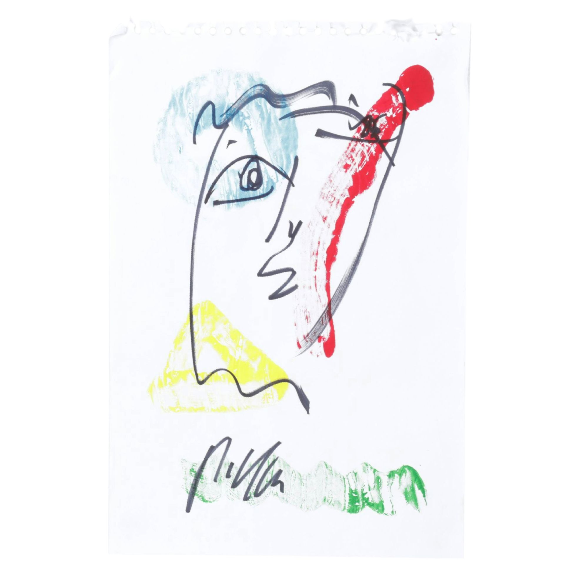 Peter Robert Keil Stylized Abstract Acrylic Portrait, Early 21st Century