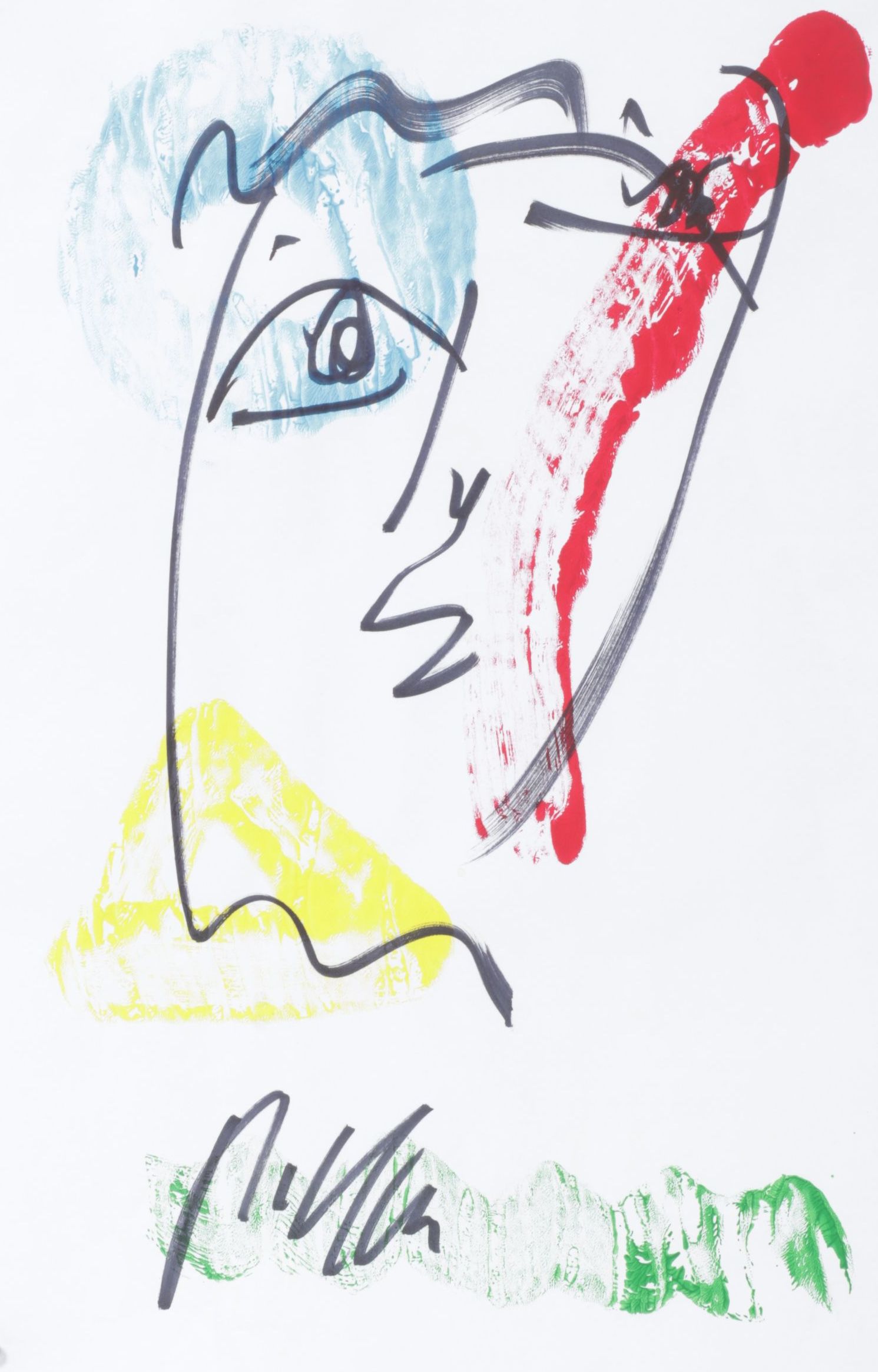 Peter Robert Keil Stylized Abstract Acrylic Portrait, Early 21st Century