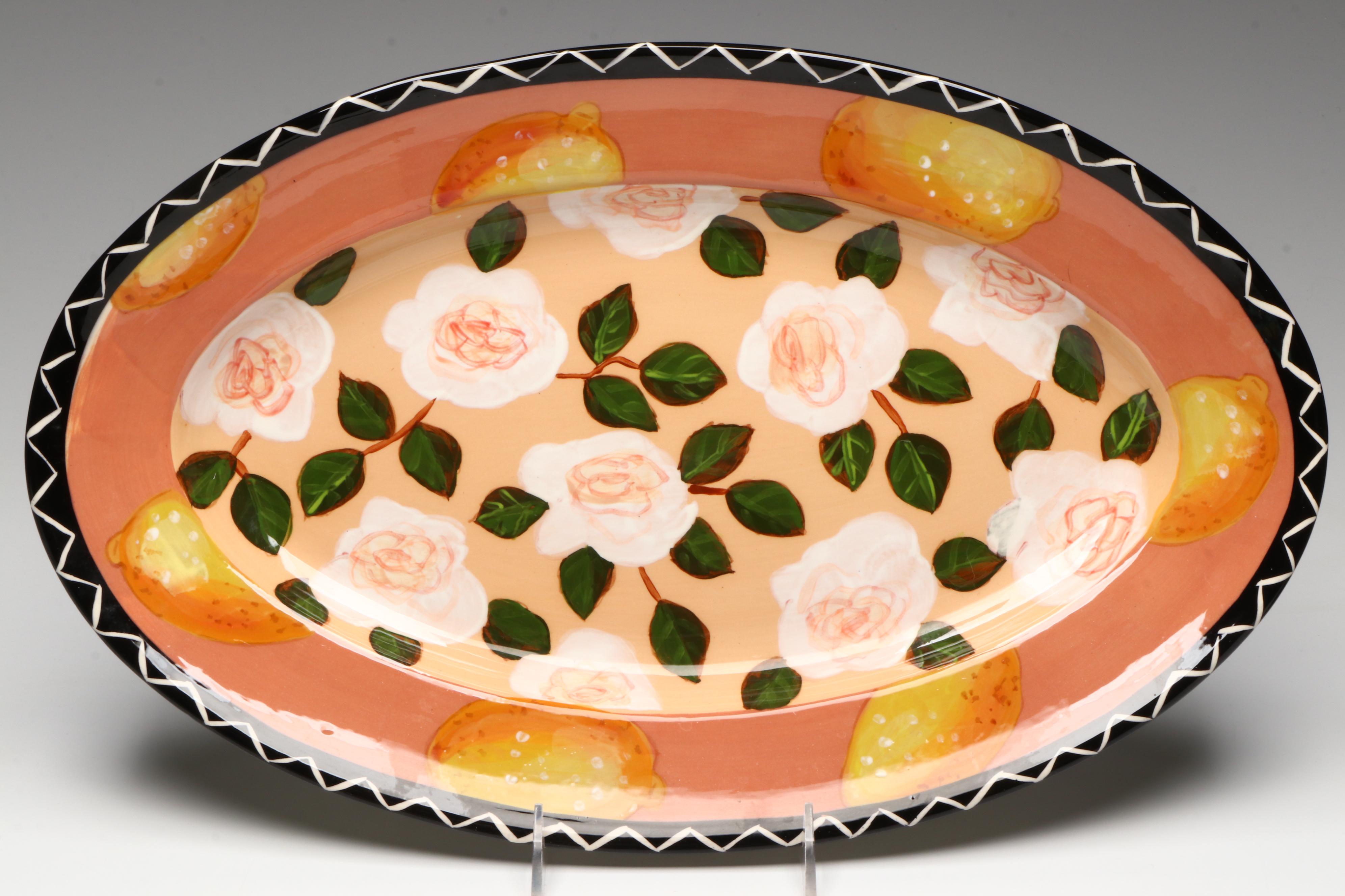 Vintage Droll Designs Hand-Painted Platters