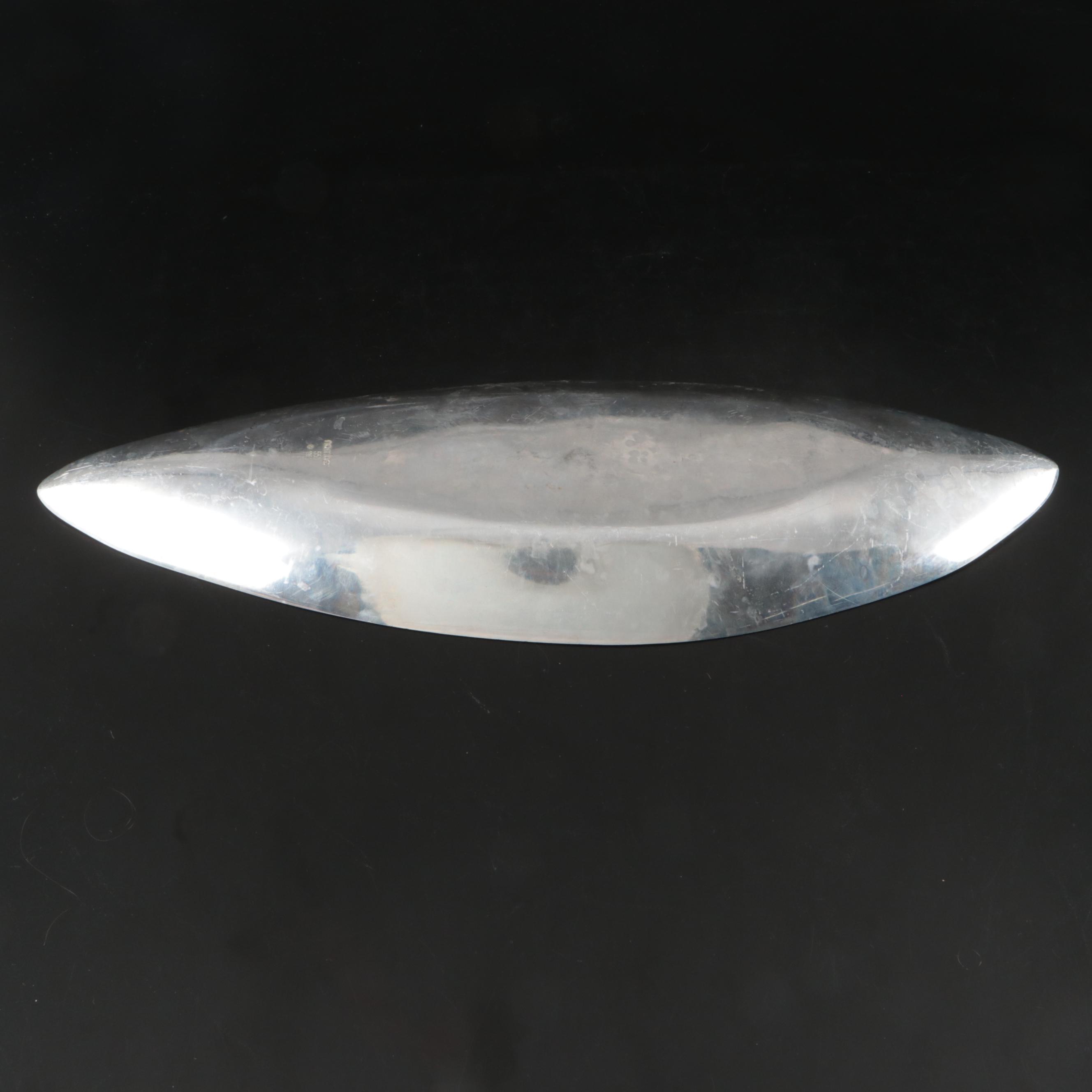 Modern Style Nambé Candlesticks and Chrome Serving Trays