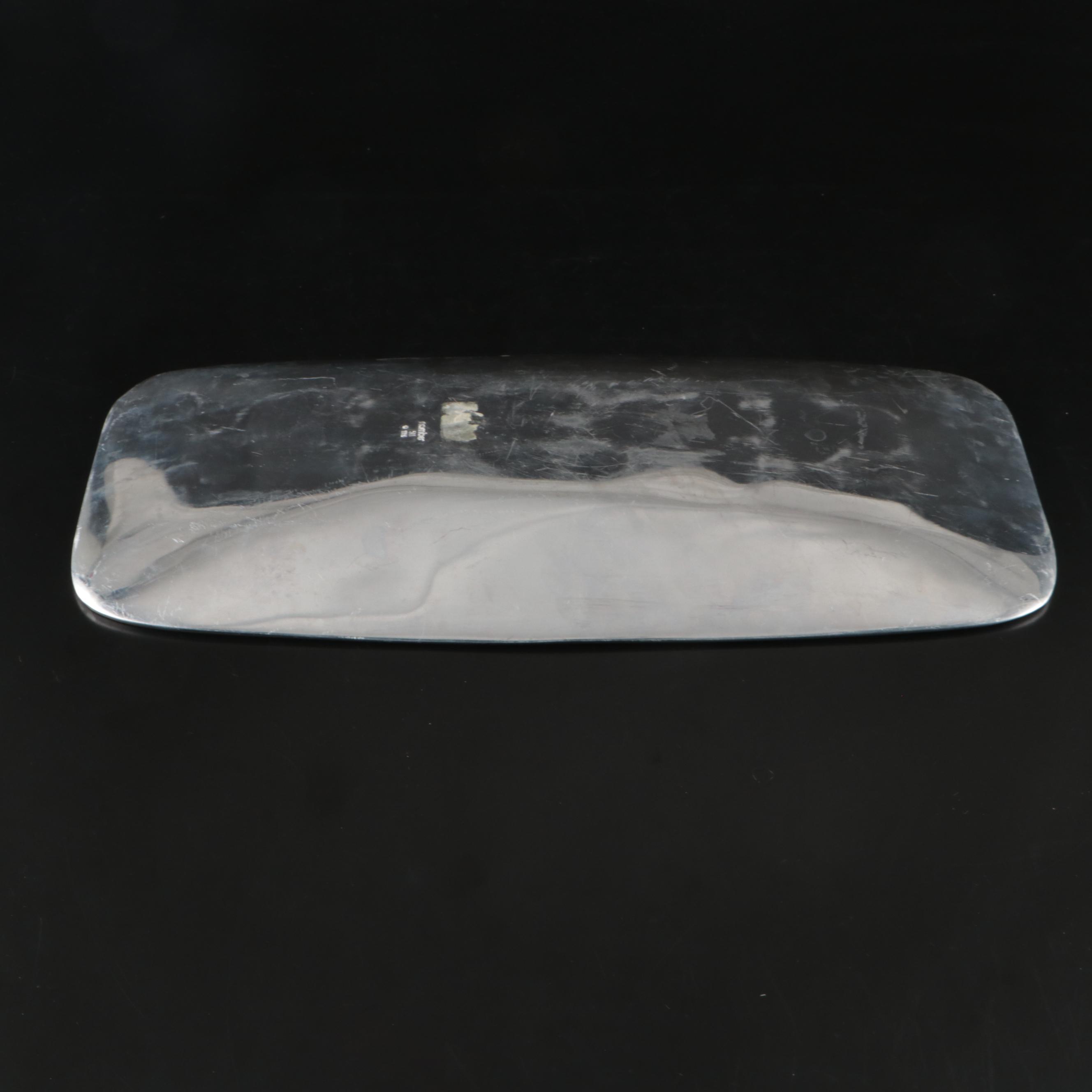 Modern Style Nambé Candlesticks and Chrome Serving Trays