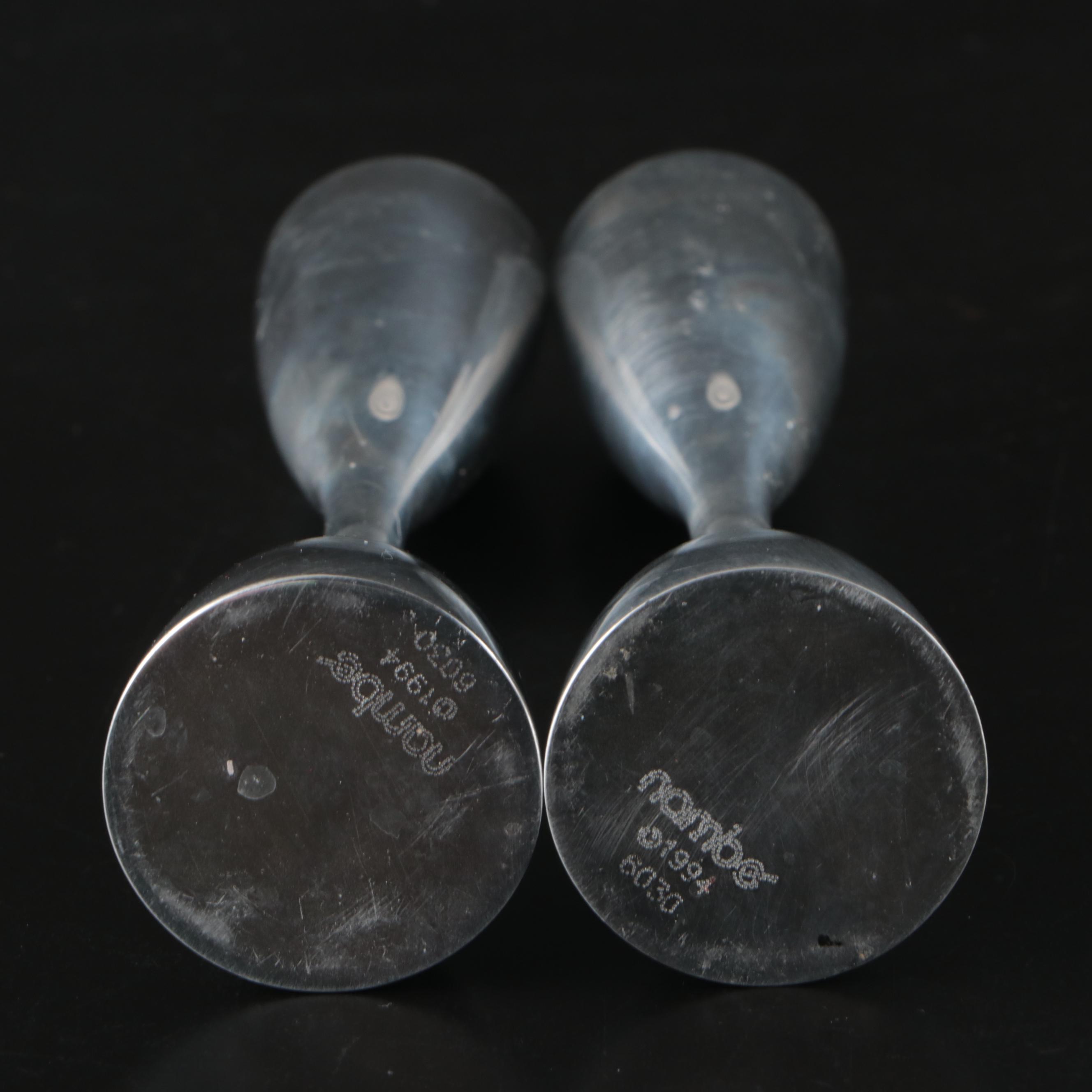 Modern Style Nambé Candlesticks and Chrome Serving Trays