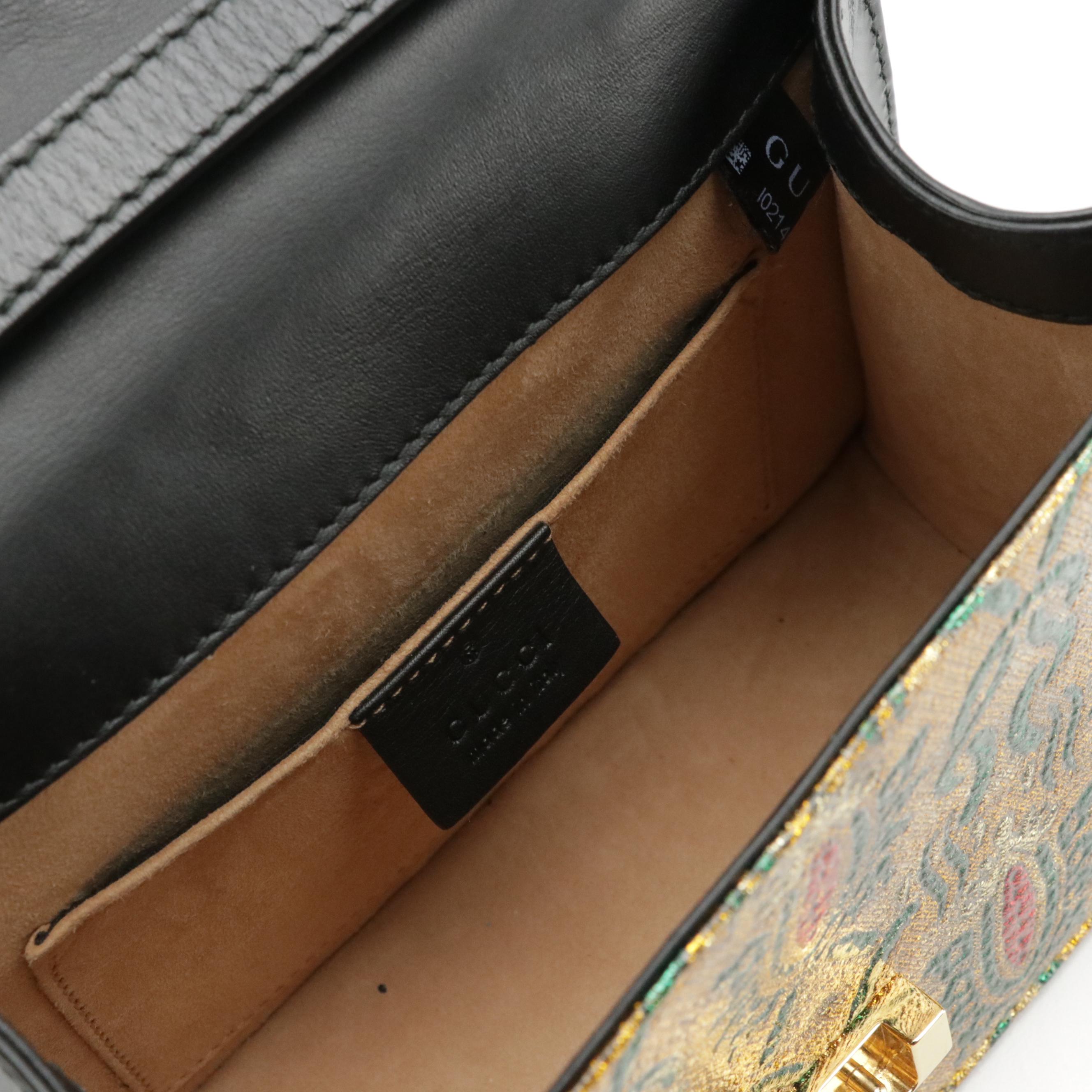 Gucci Sylvie Two-Way Bag in Metallic Brocade and Calfskin Leather