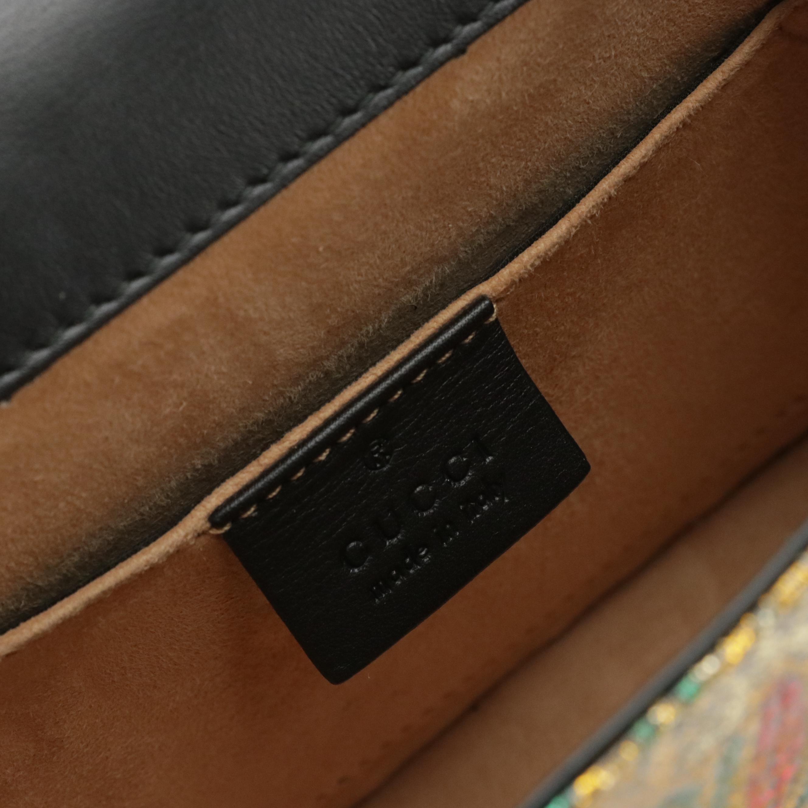 Gucci Sylvie Two-Way Bag in Metallic Brocade and Calfskin Leather