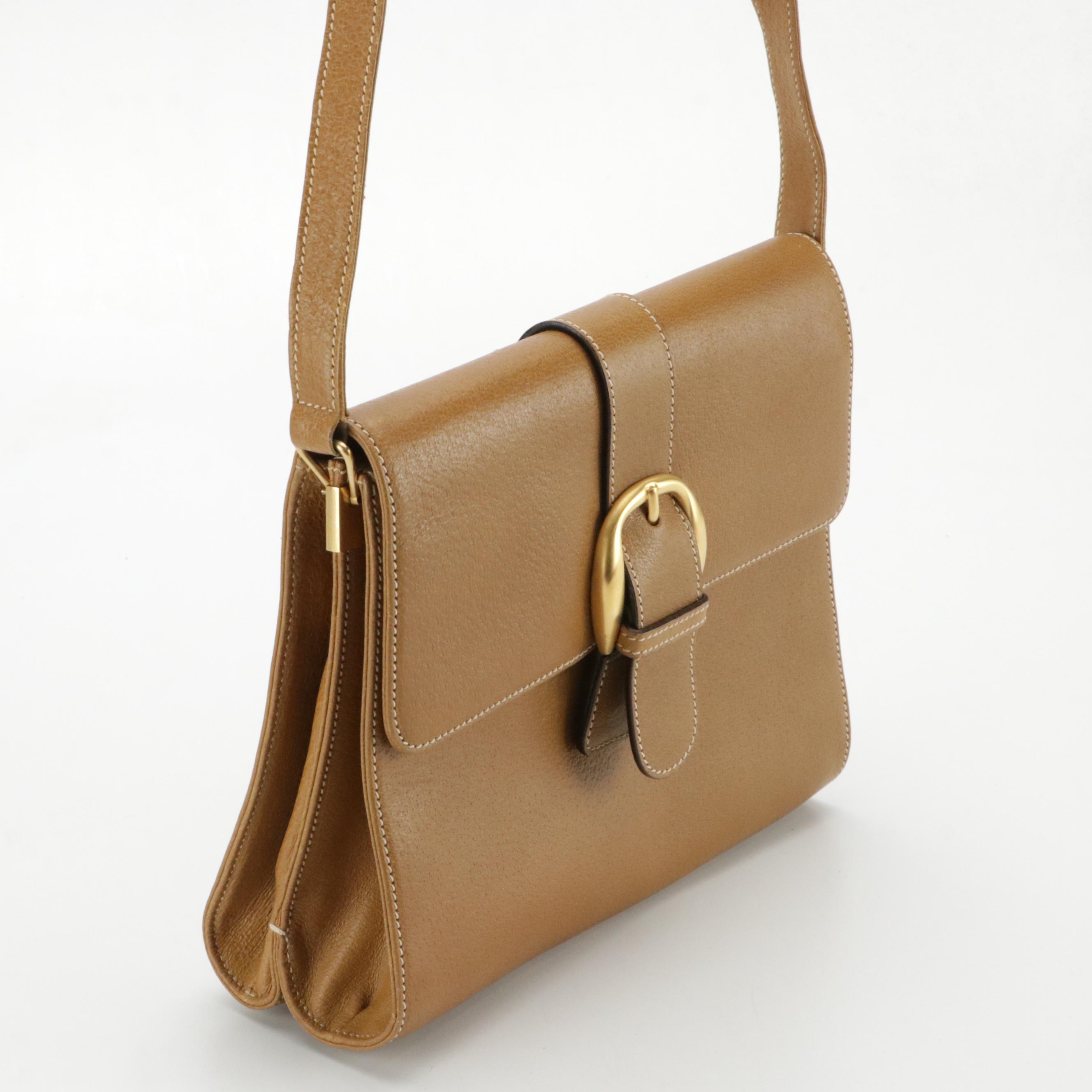 Gucci Vintage Buckle Flap Bag in Brown Cinghiale Leather