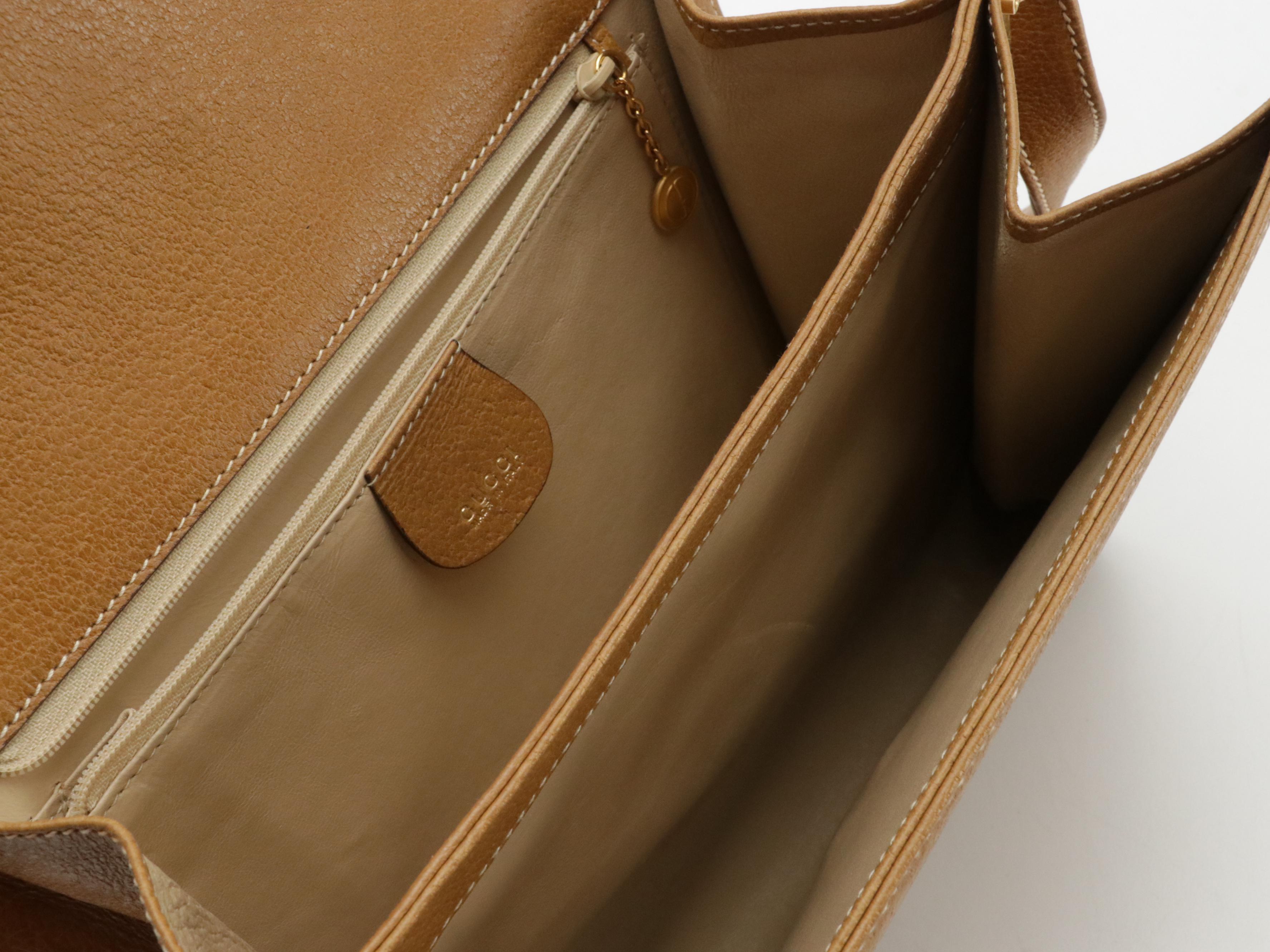 Gucci Vintage Buckle Flap Bag in Brown Cinghiale Leather