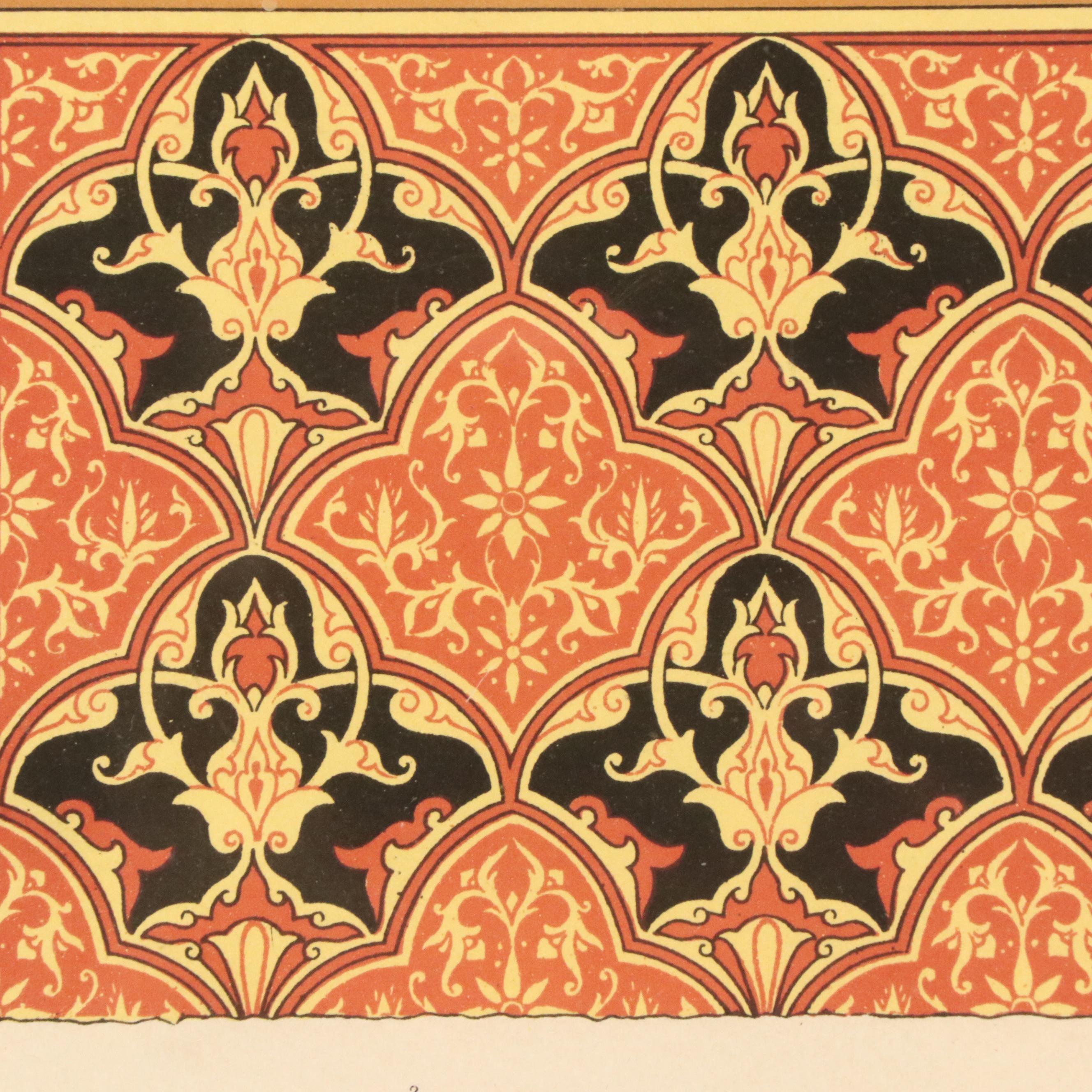 Chromolithograph Plate With Arabic Motif from "La Décoration Arabe," 1885