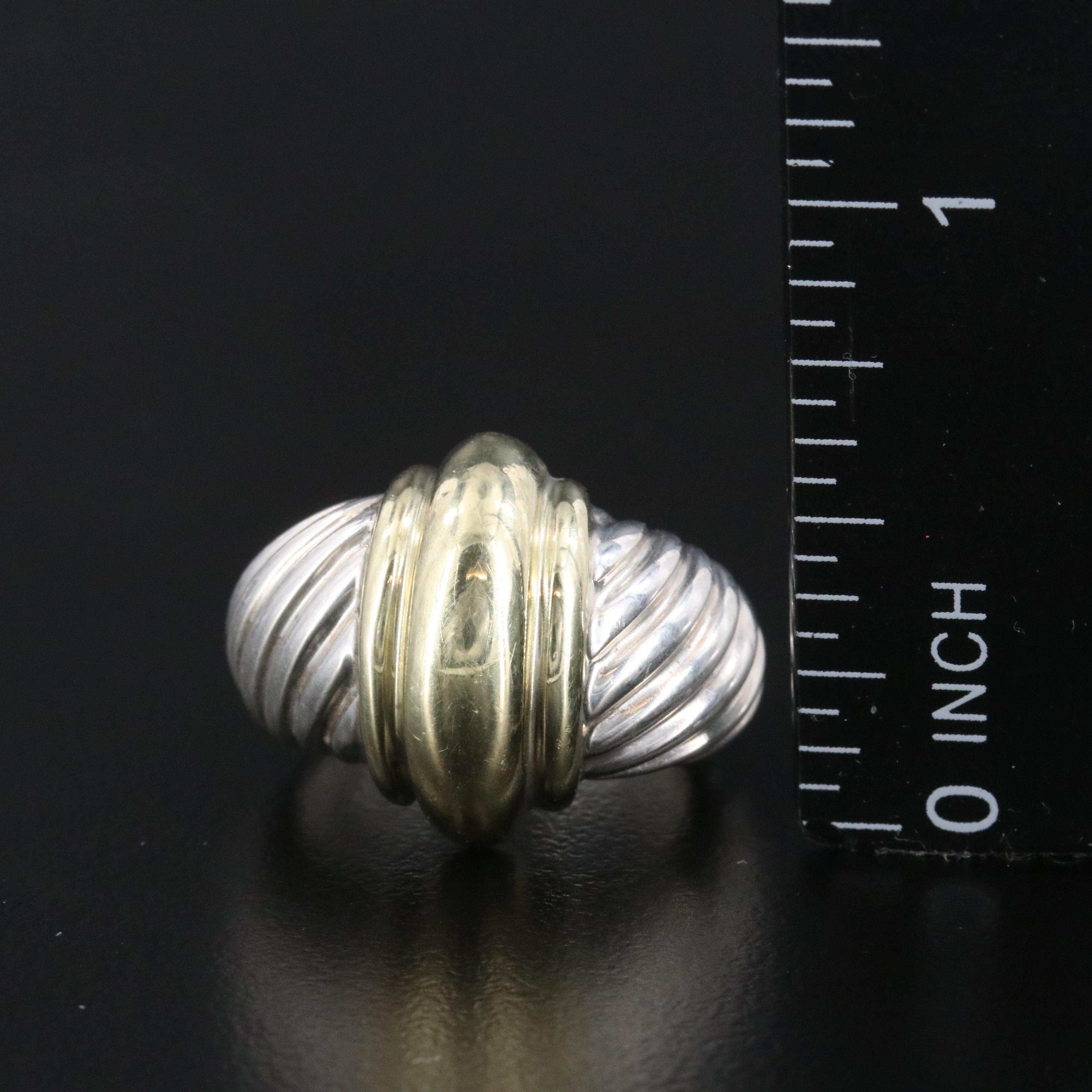 David Yurman Sterling and 14K Cable Dome Ring
