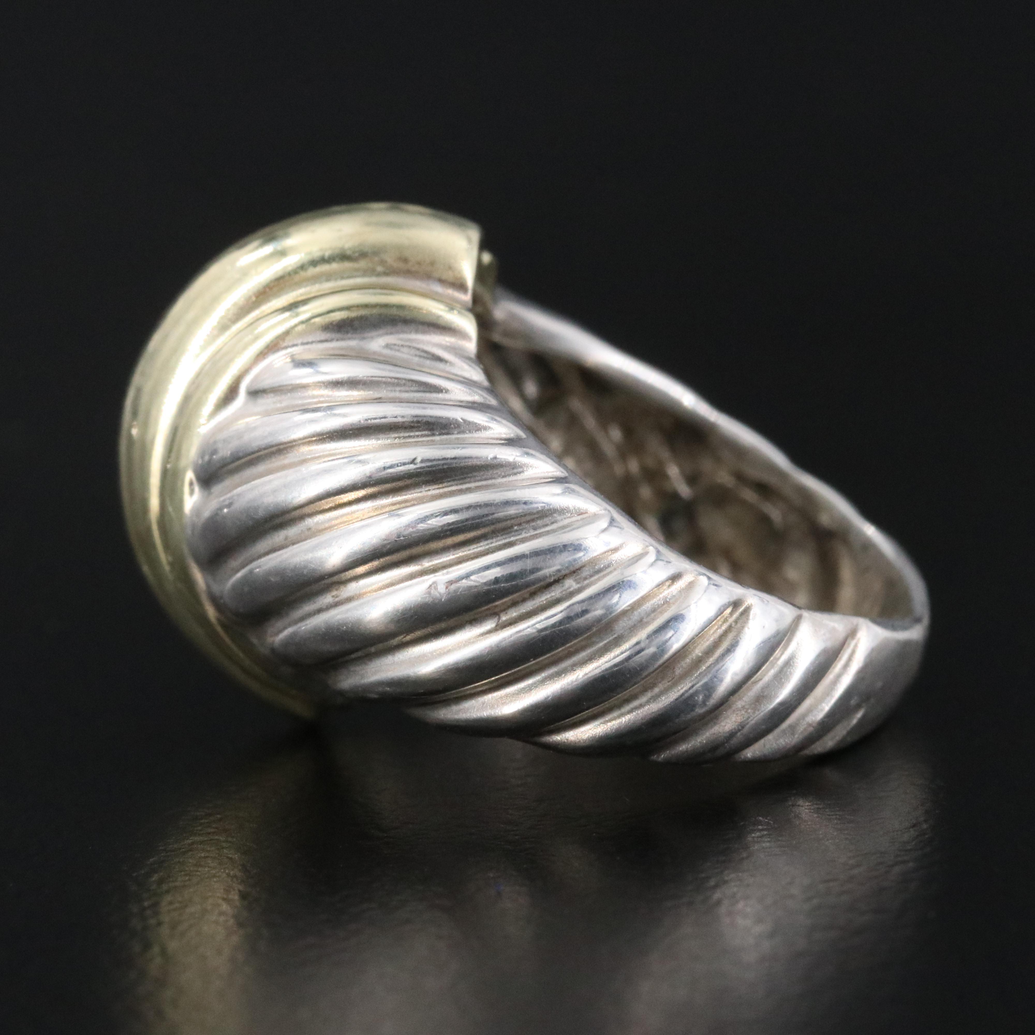 David Yurman Sterling and 14K Cable Dome Ring