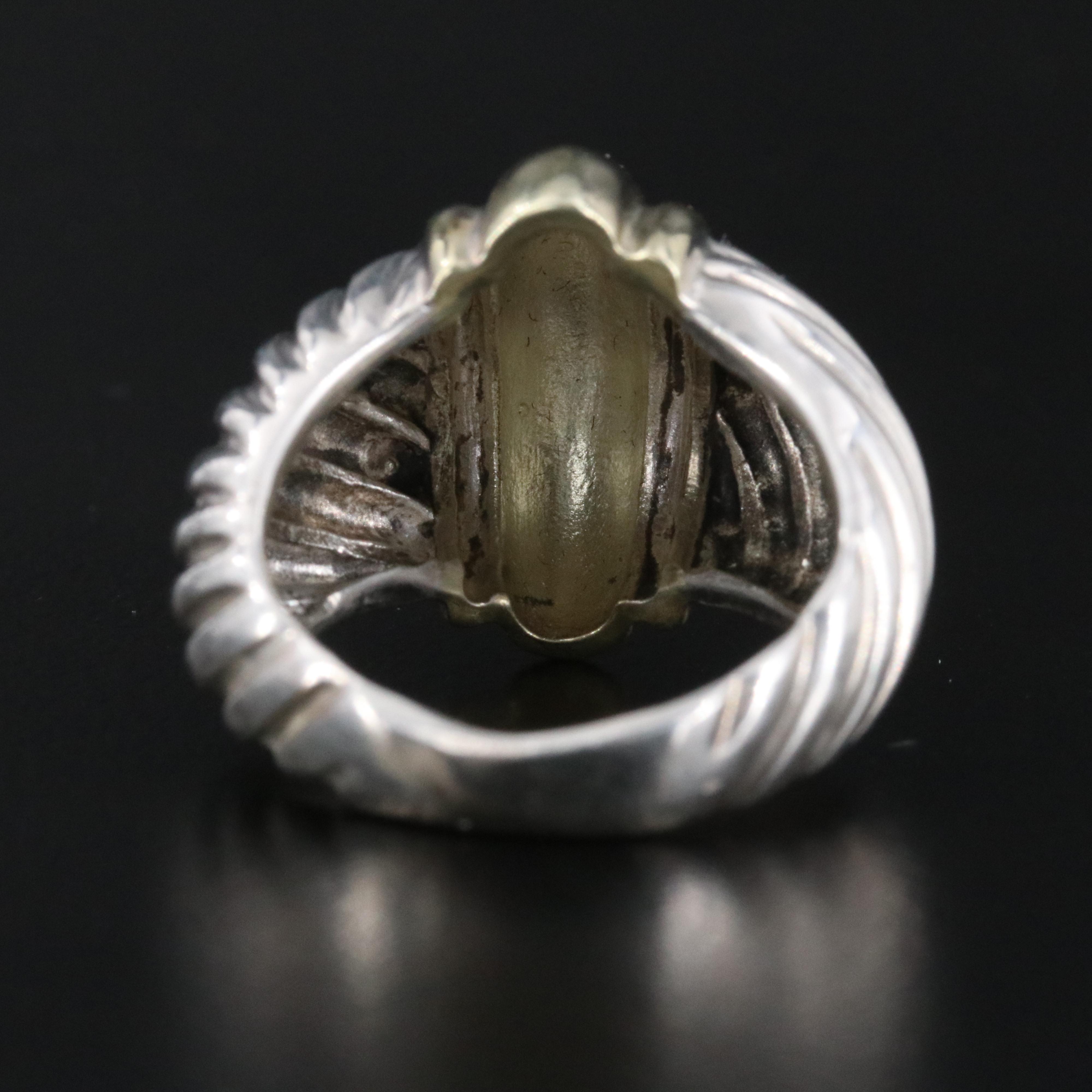 David Yurman Sterling and 14K Cable Dome Ring