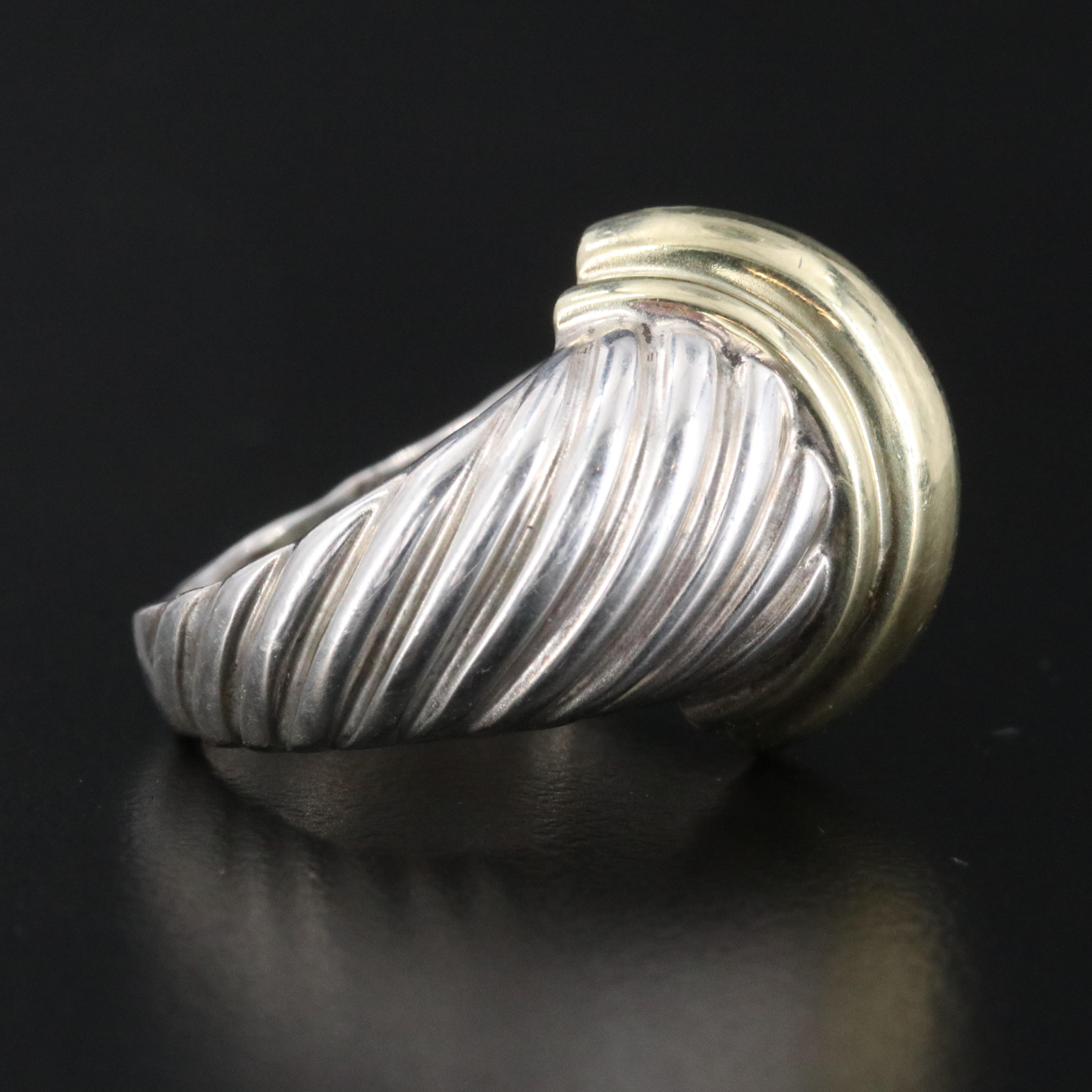 David Yurman Sterling and 14K Cable Dome Ring