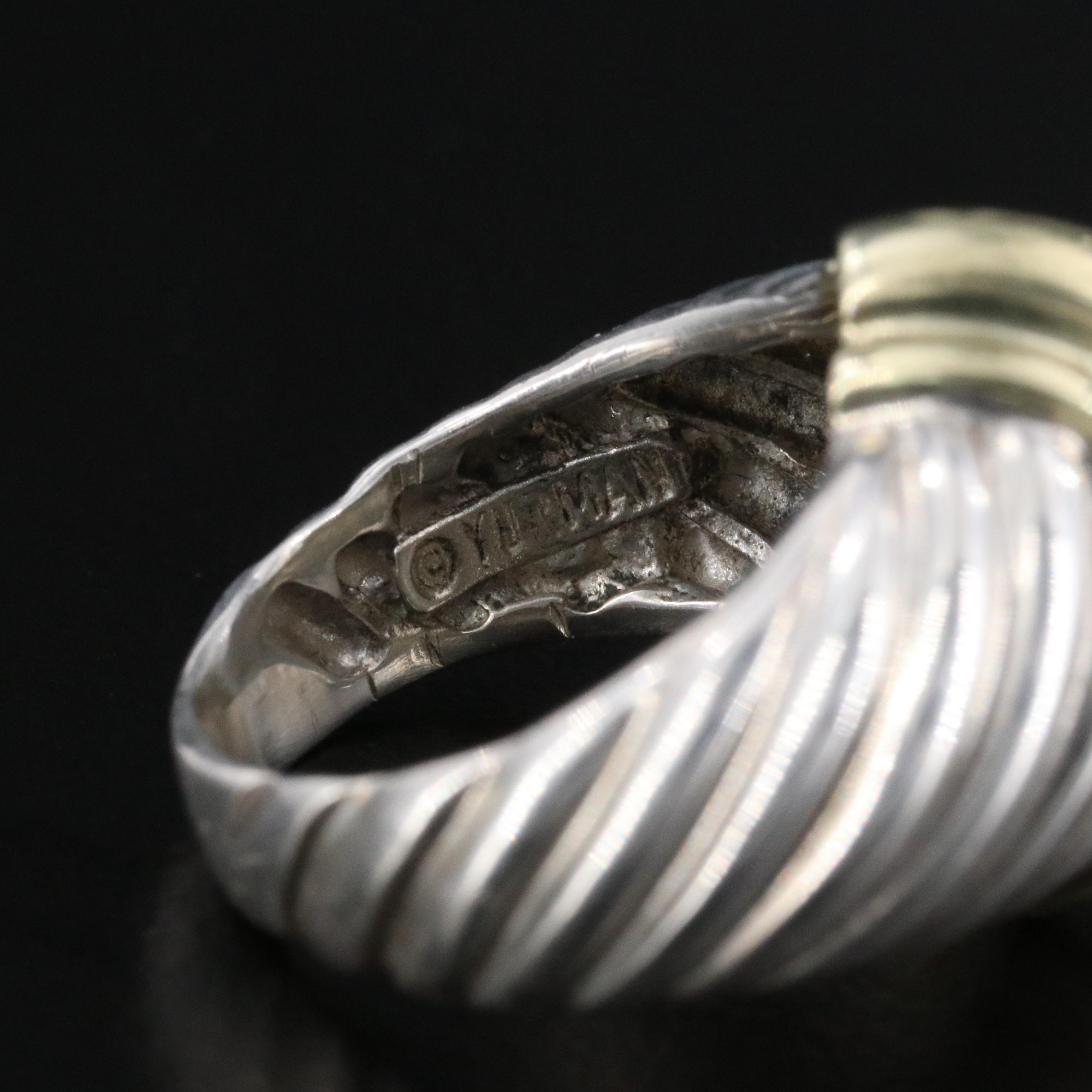 David Yurman Sterling and 14K Cable Dome Ring