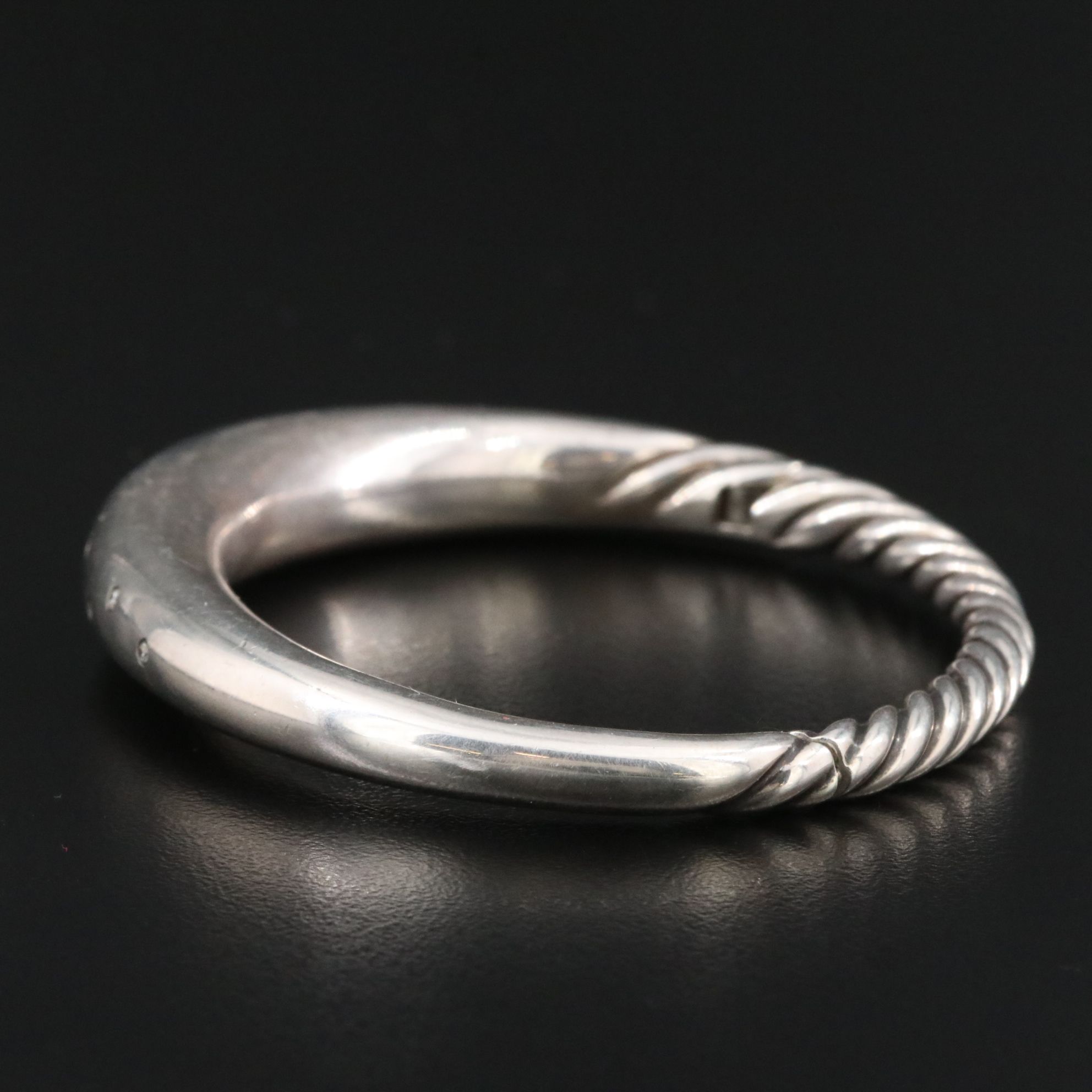 David Yurman Pure Form Sterling and 0.32 CTW Diamond Hinged Bracelet