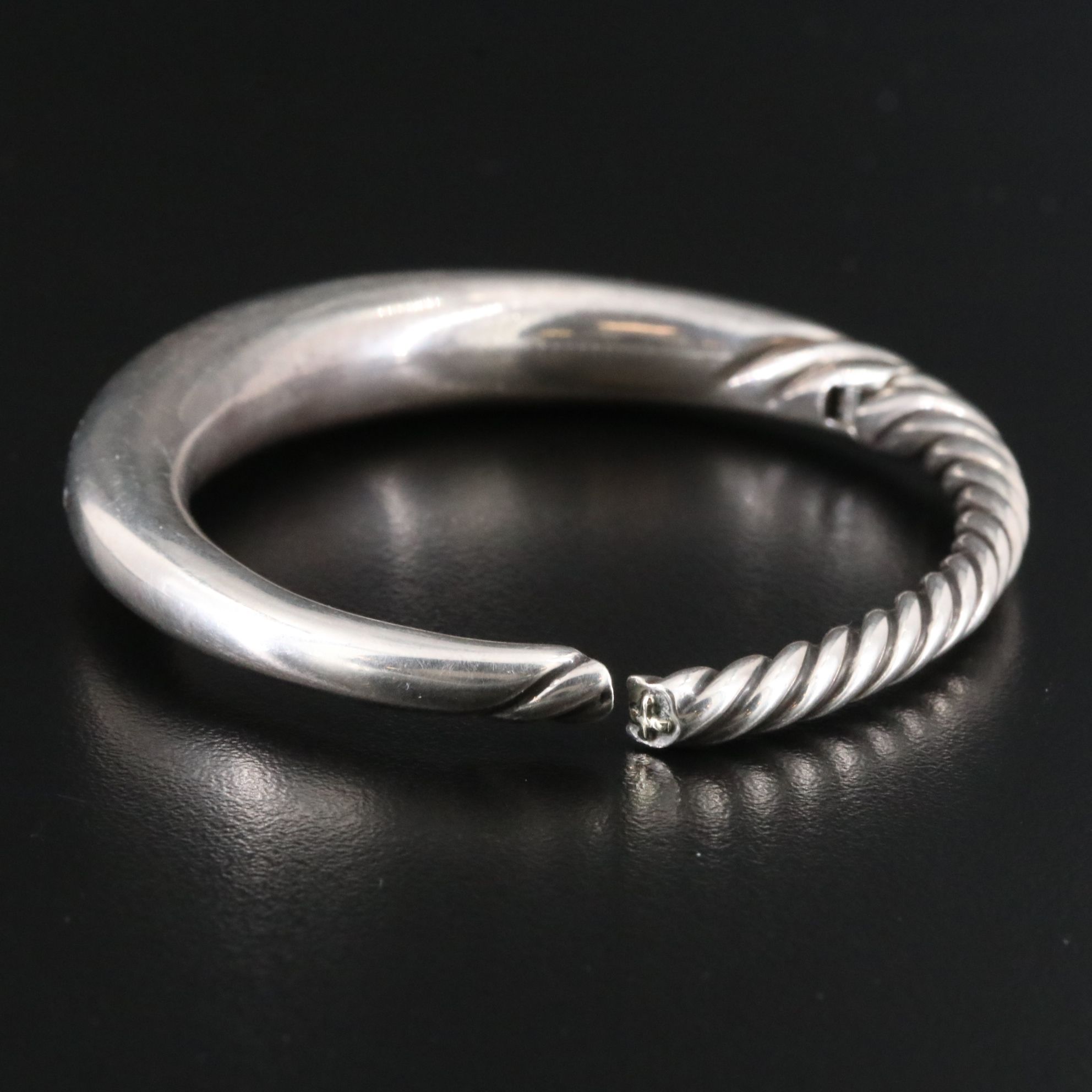 David Yurman Pure Form Sterling and 0.32 CTW Diamond Hinged Bracelet