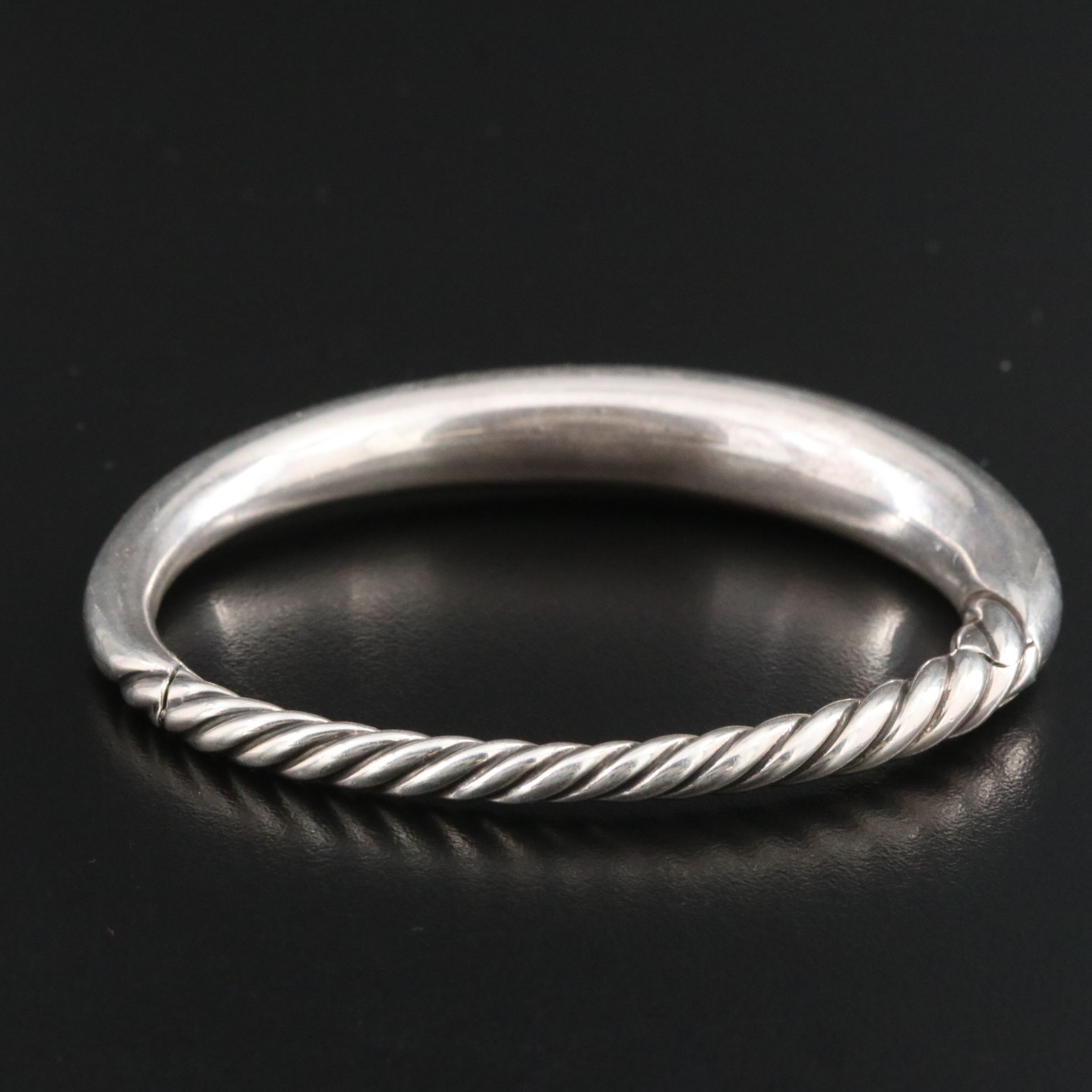 David Yurman Pure Form Sterling and 0.32 CTW Diamond Hinged Bracelet