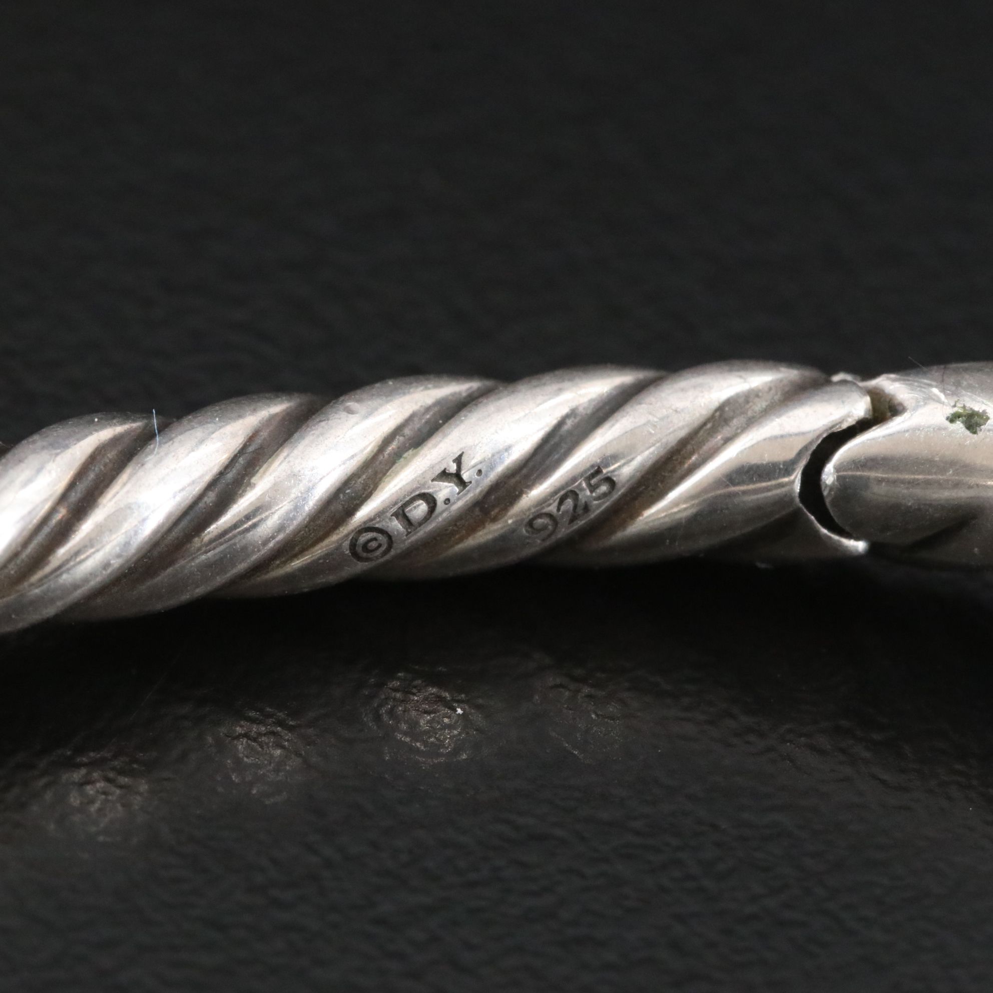 David Yurman Pure Form Sterling and 0.32 CTW Diamond Hinged Bracelet