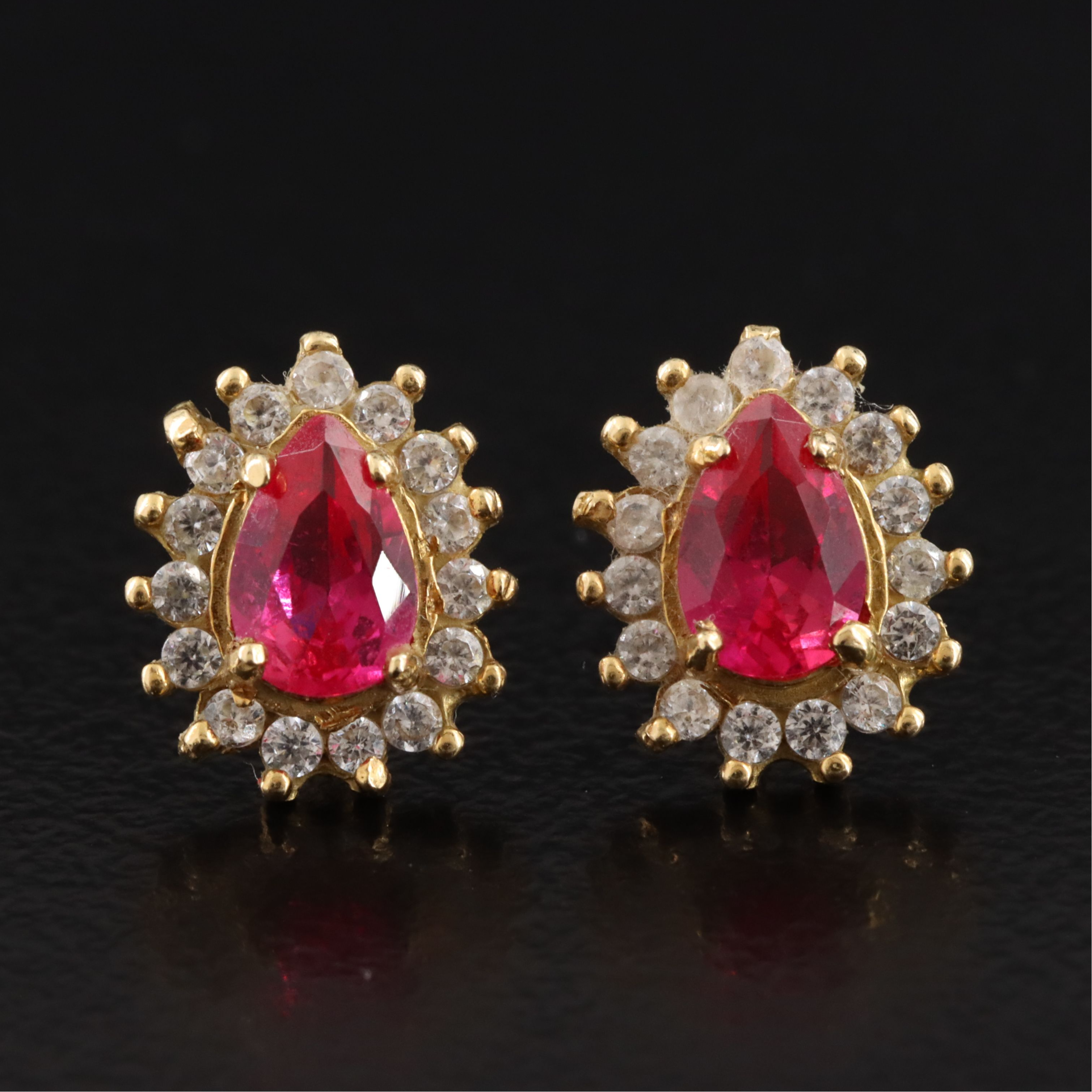 18K Ruby and CZ Earrings