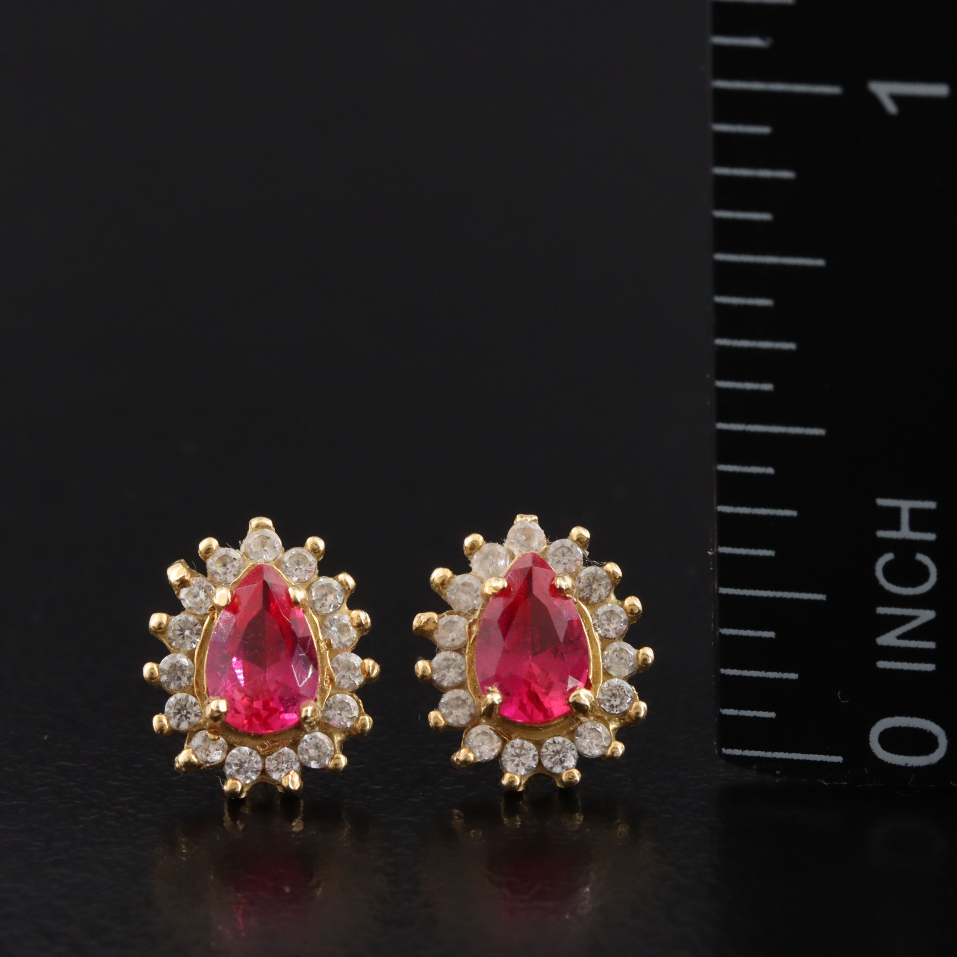 18K Ruby and CZ Earrings