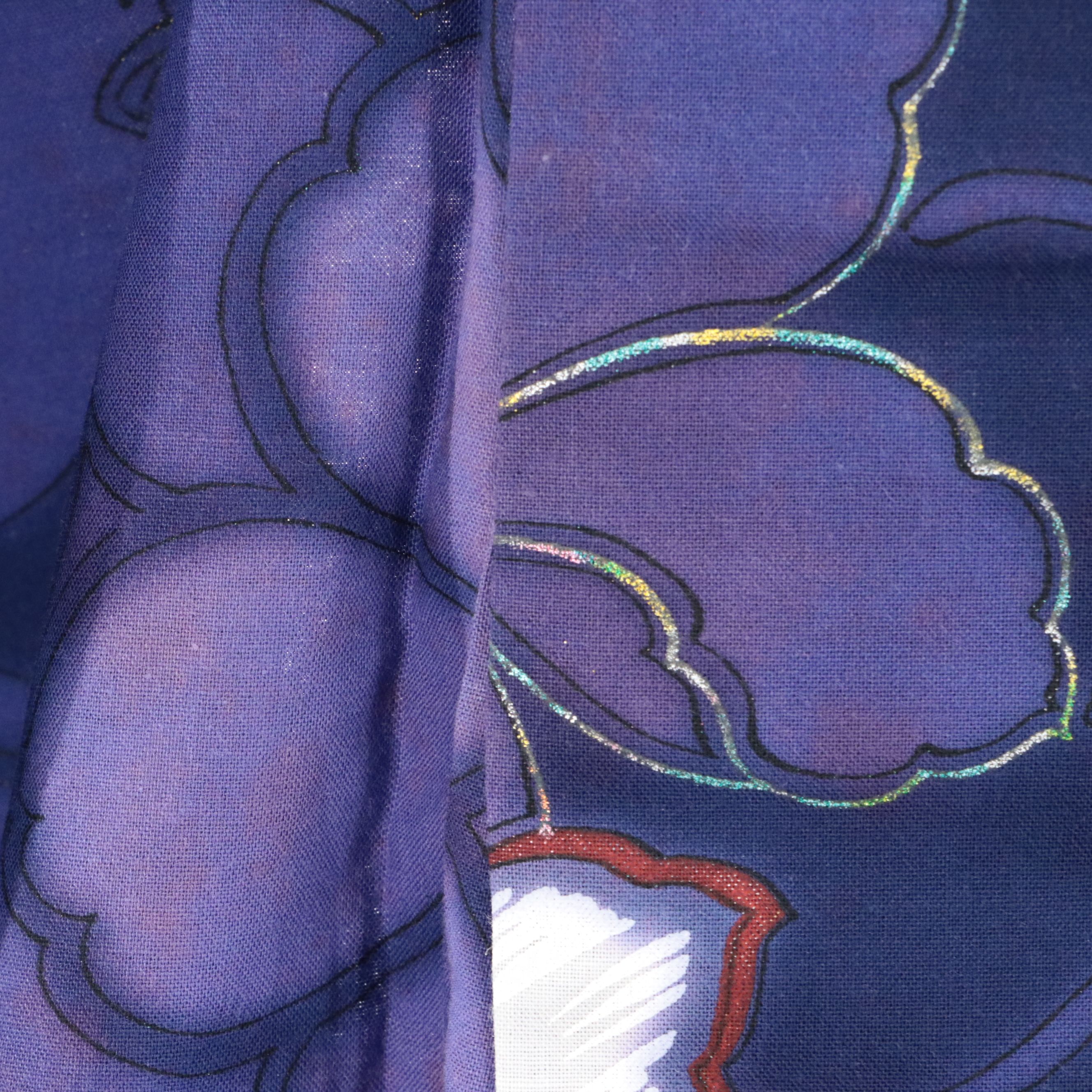 Japanese Yukata Kimonos in Black Bara, Tie-Dye Butterfly & Purple Floral Cotton