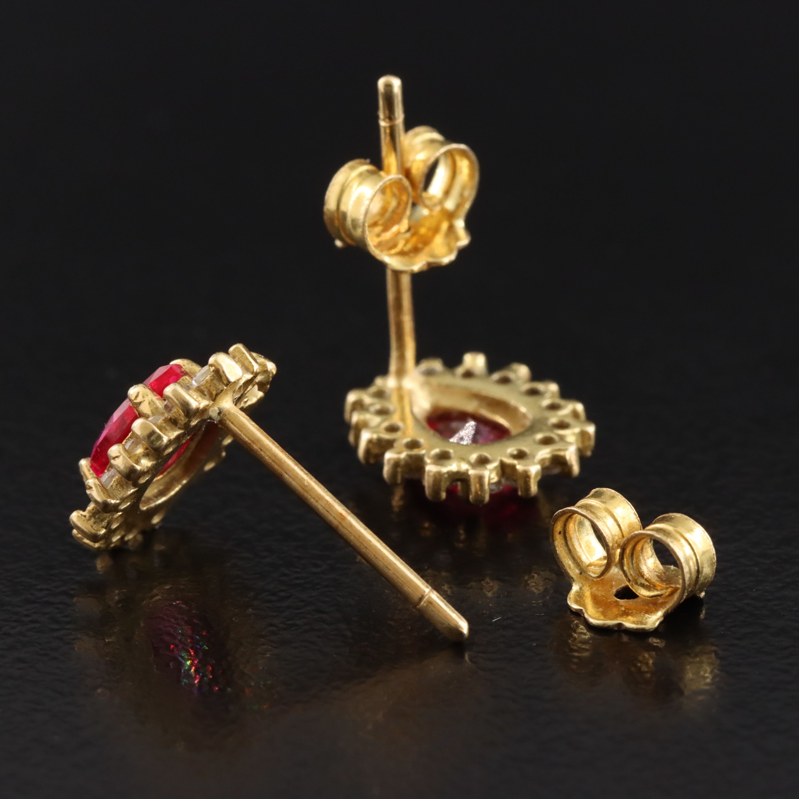 18K Ruby and CZ Earrings