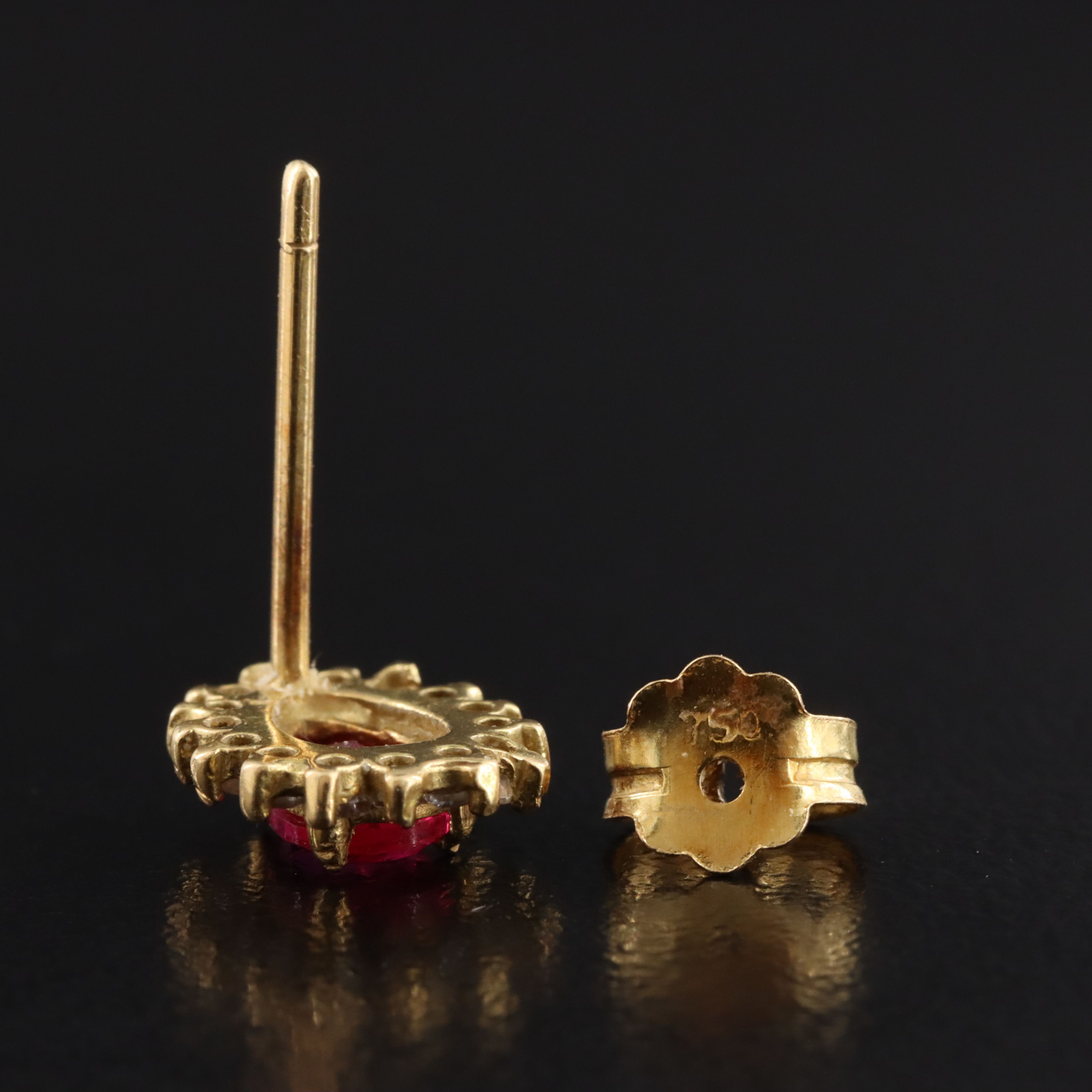 18K Ruby and CZ Earrings