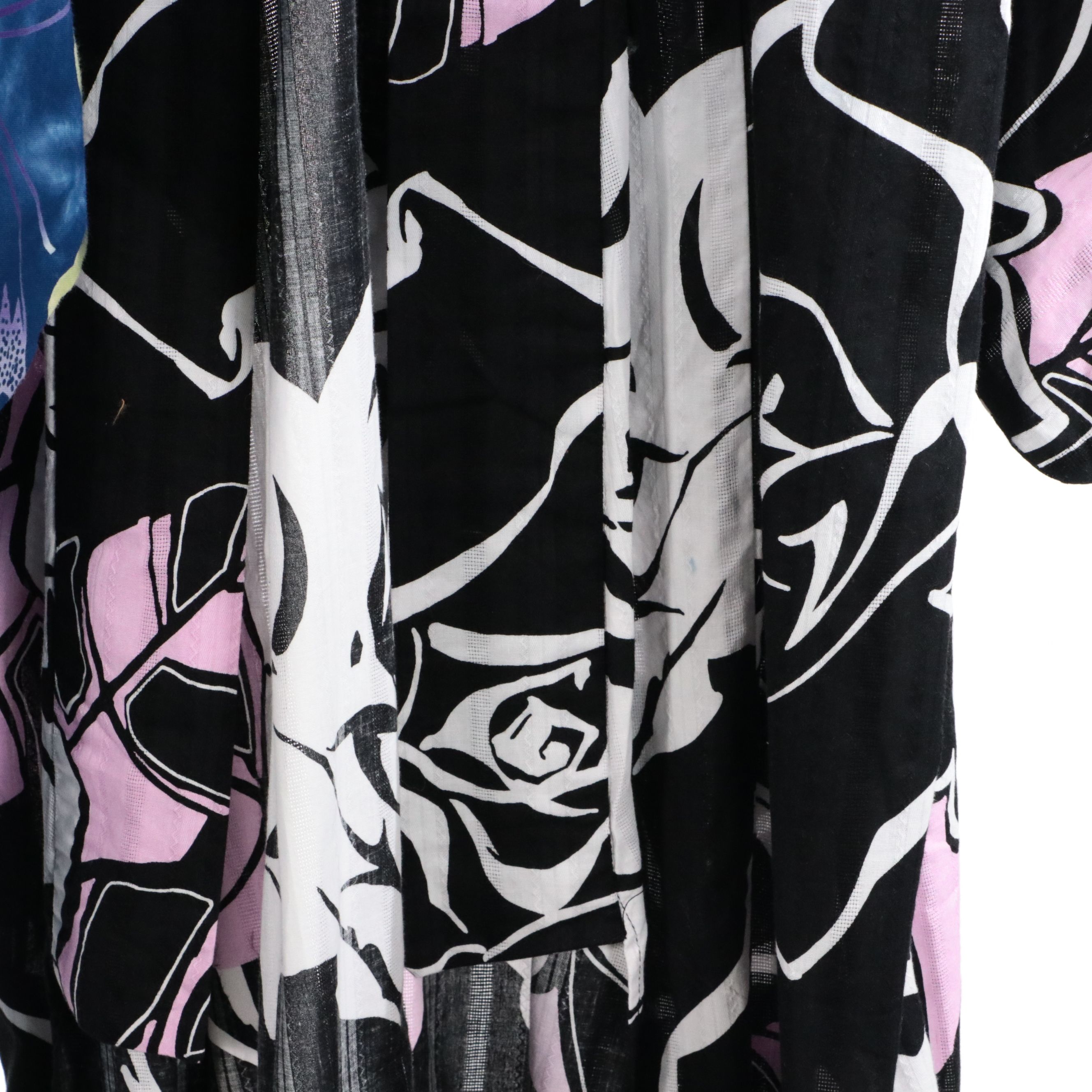Japanese Yukata Kimonos in Black Bara, Tie-Dye Butterfly & Purple Floral Cotton