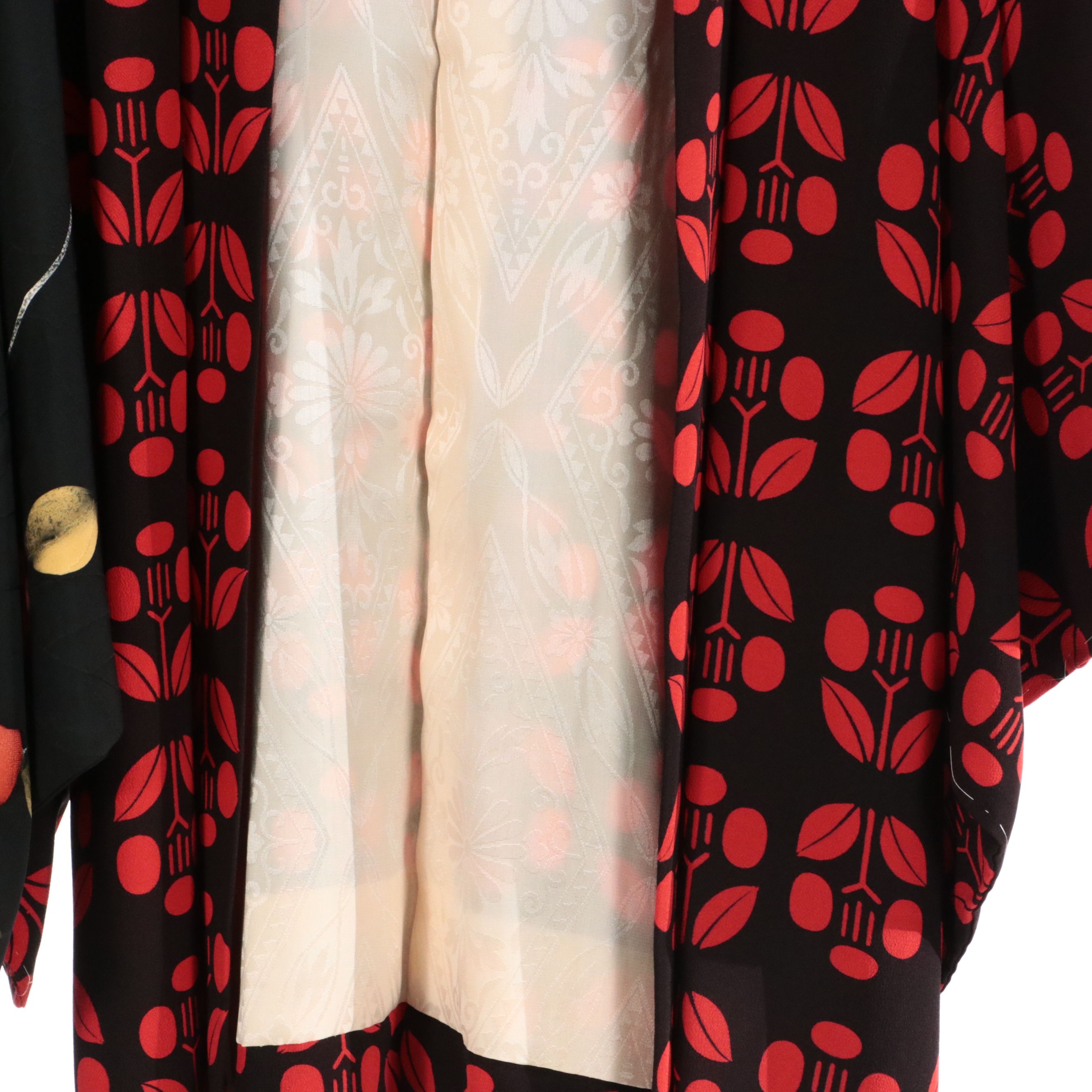 Japanese Haori Jackets in Floral and Red and Black Patterned Silk