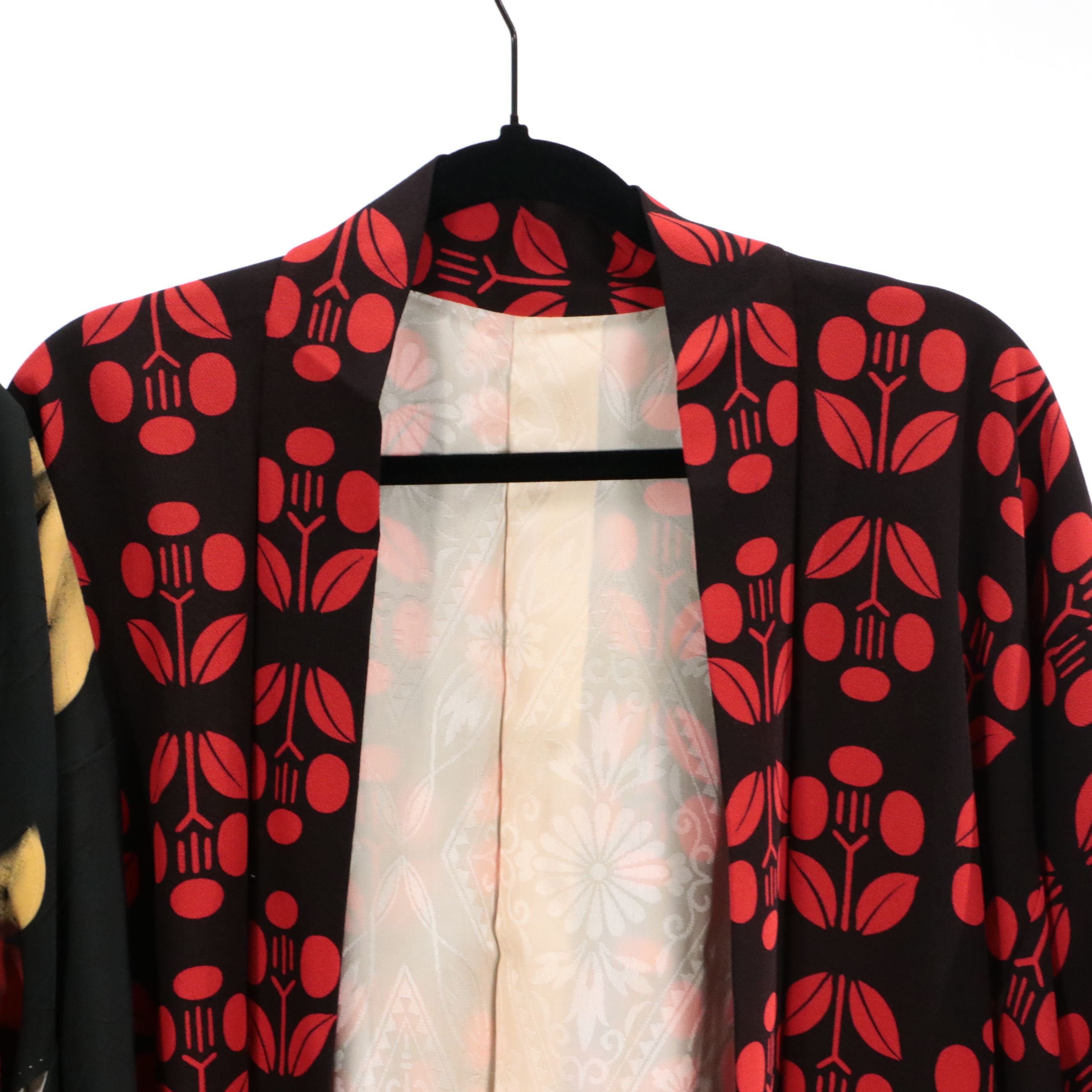 Japanese Haori Jackets in Floral and Red and Black Patterned Silk