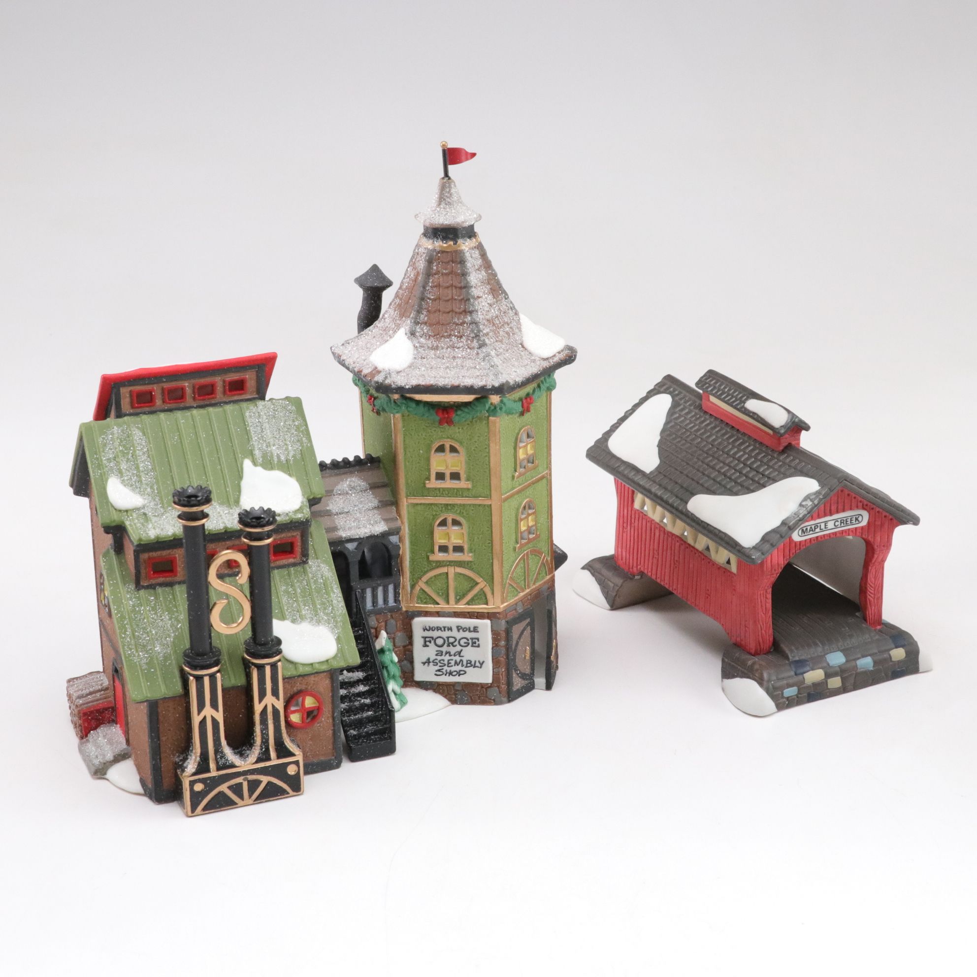 Dept. 56 "Tin Soldier Shop" & "Elves' Trade School" with More Village Houses