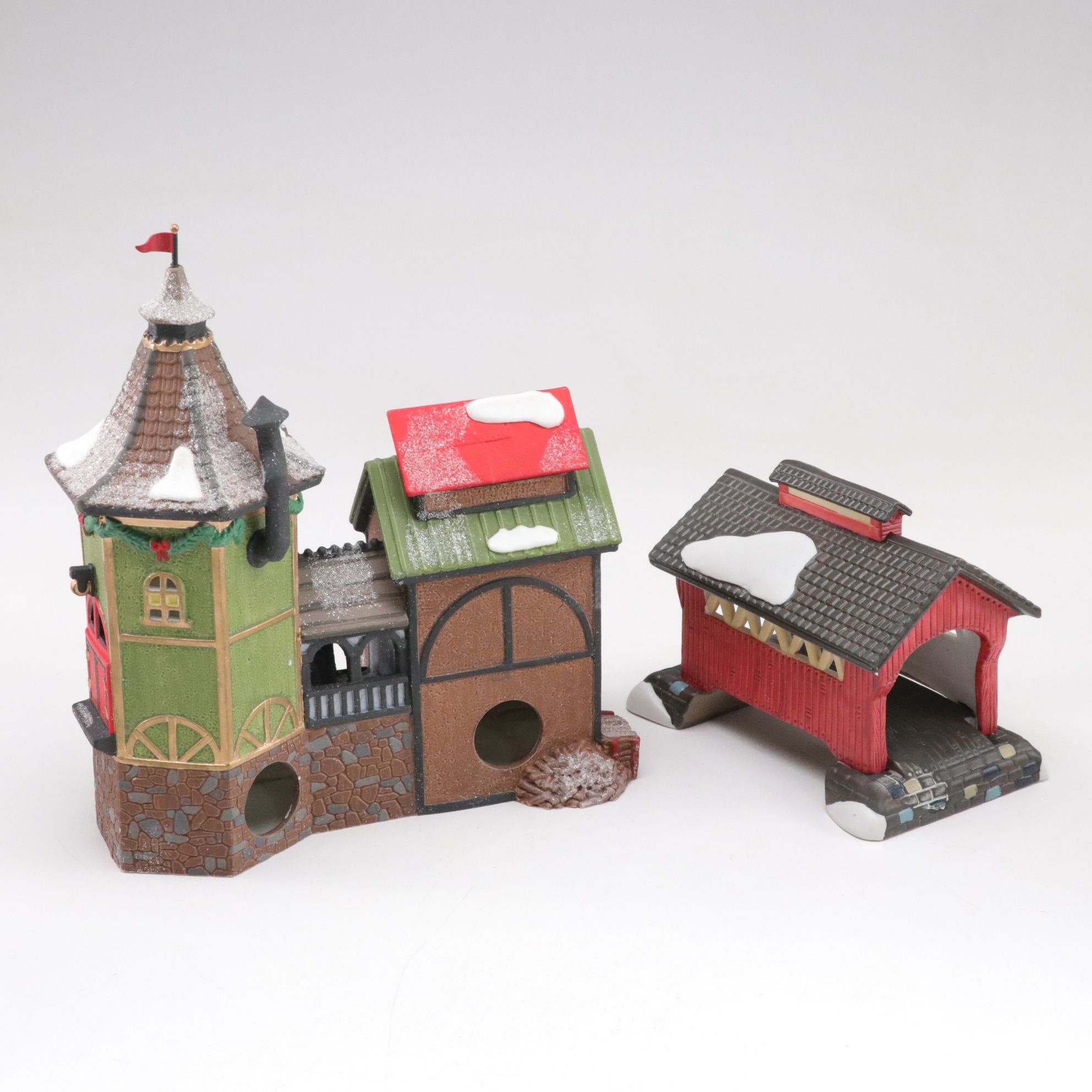 Dept. 56 "Tin Soldier Shop" & "Elves' Trade School" with More Village Houses