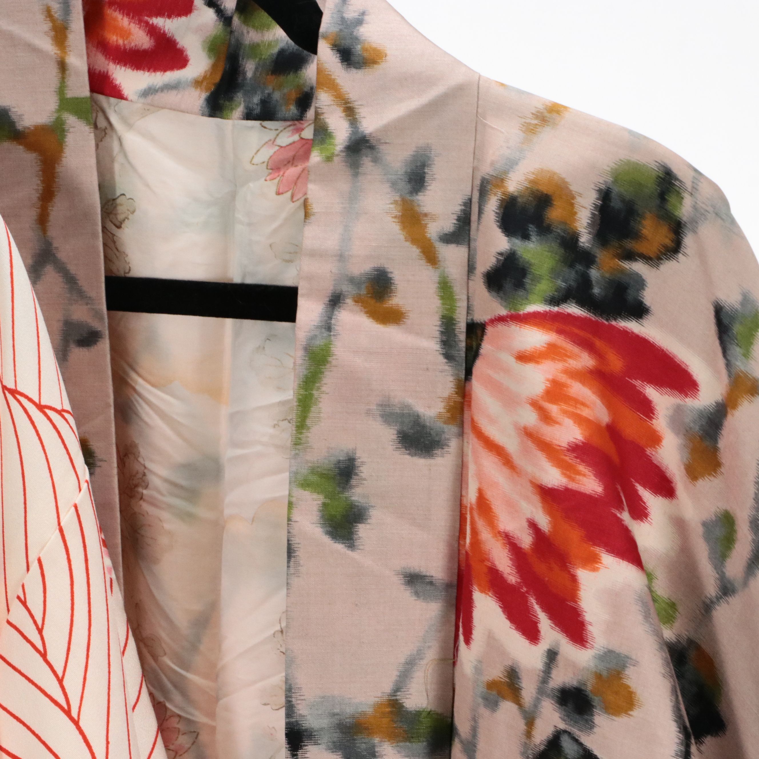 Japanese Haori Jackets in Kusudama & Kiku Printed Silk and Cherry Blossom Cotton