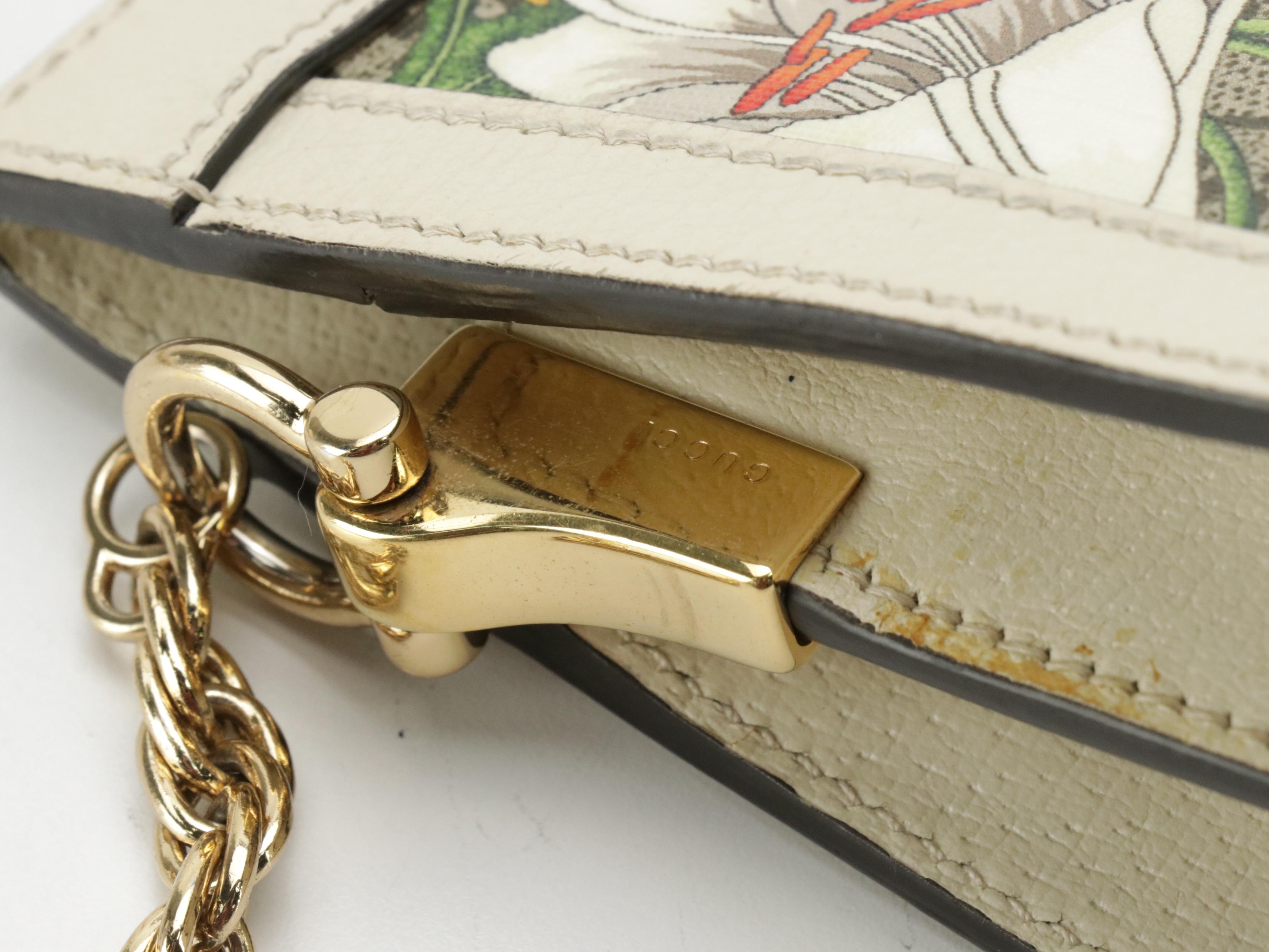 Gucci Ophidia Chain Strap Shoulder Bag in GG Supreme Floral Canvas and Leather