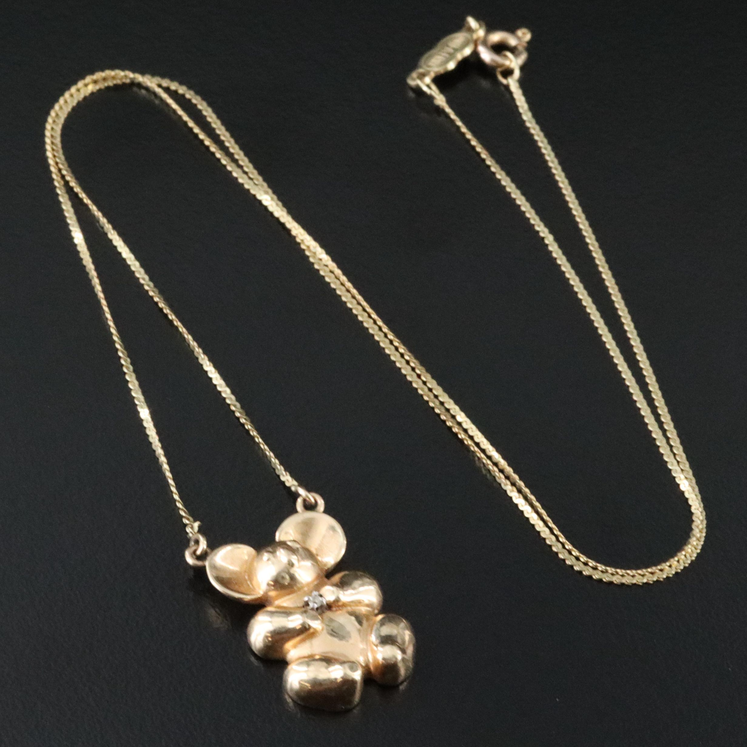 14K 0.01 CT Diamond Accented Koala Bear Necklace