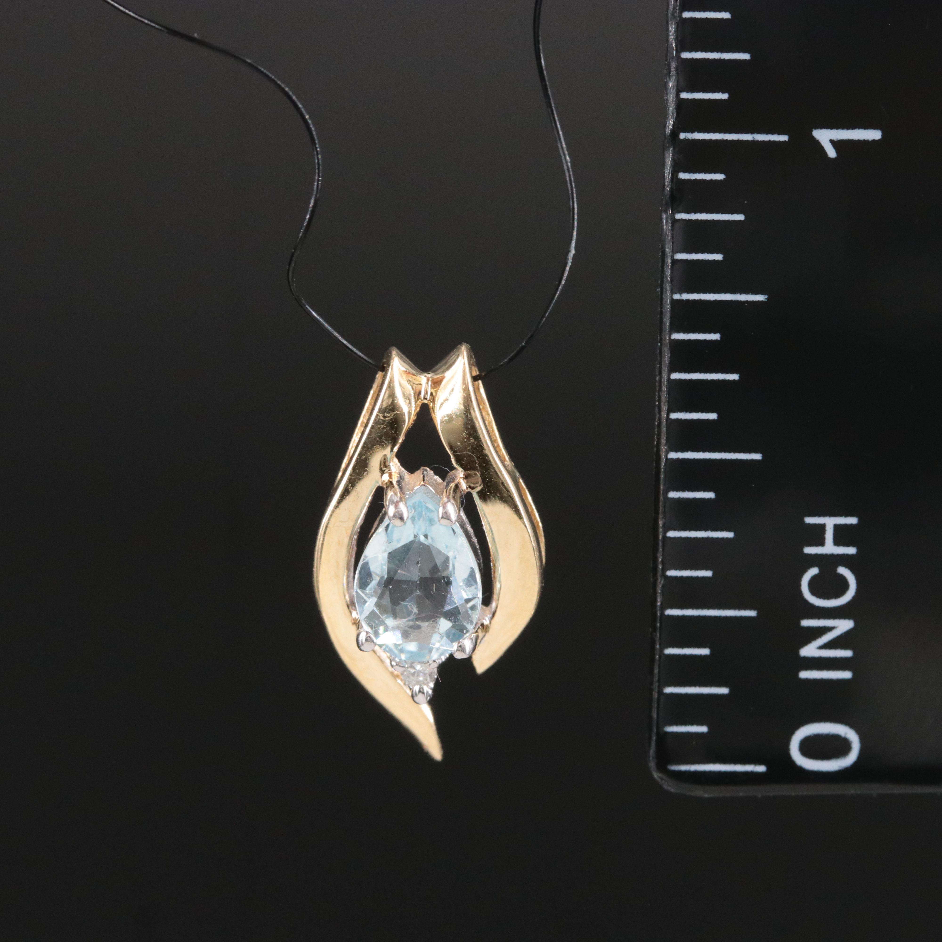 14K Aquamarine and Diamond Pendant