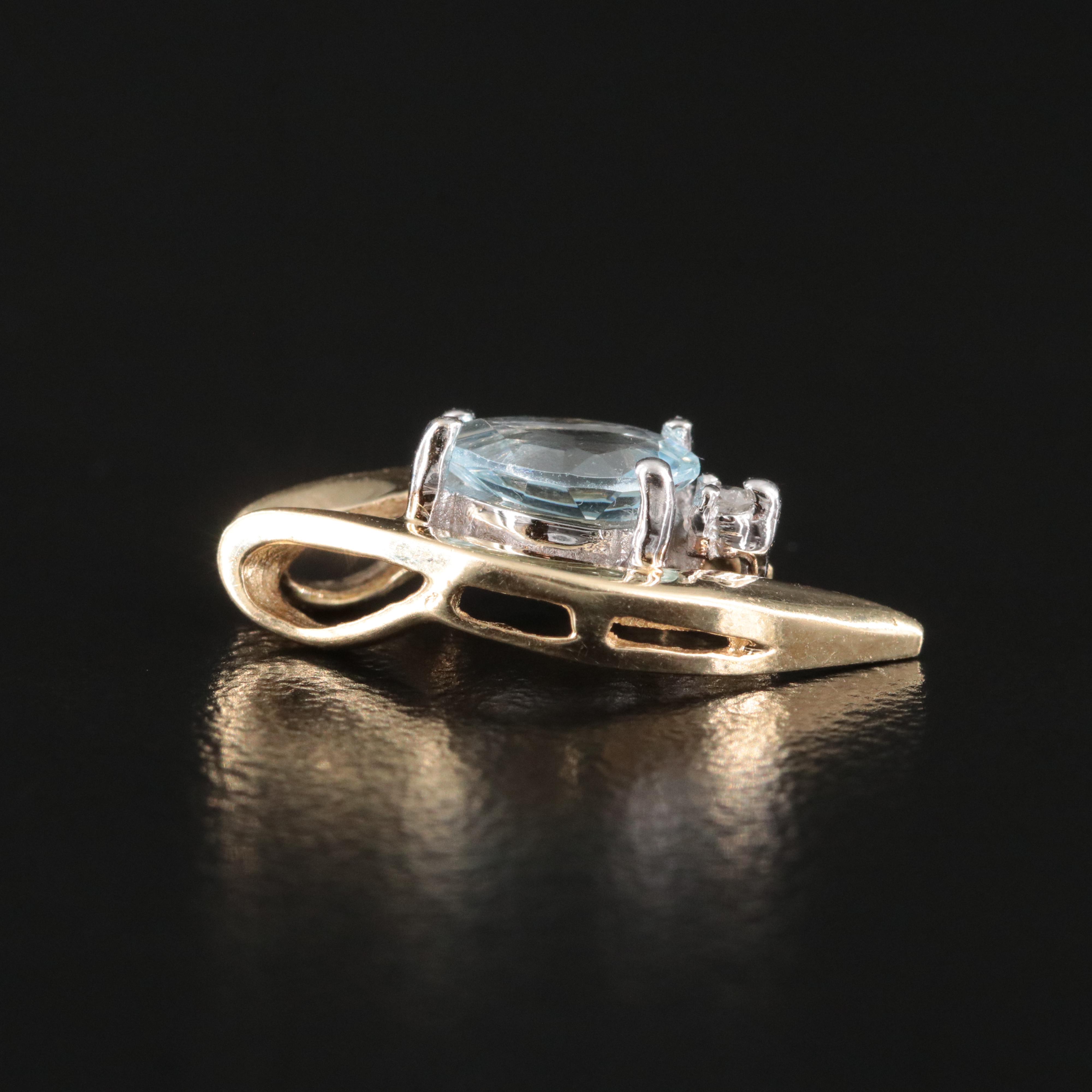 14K Aquamarine and Diamond Pendant