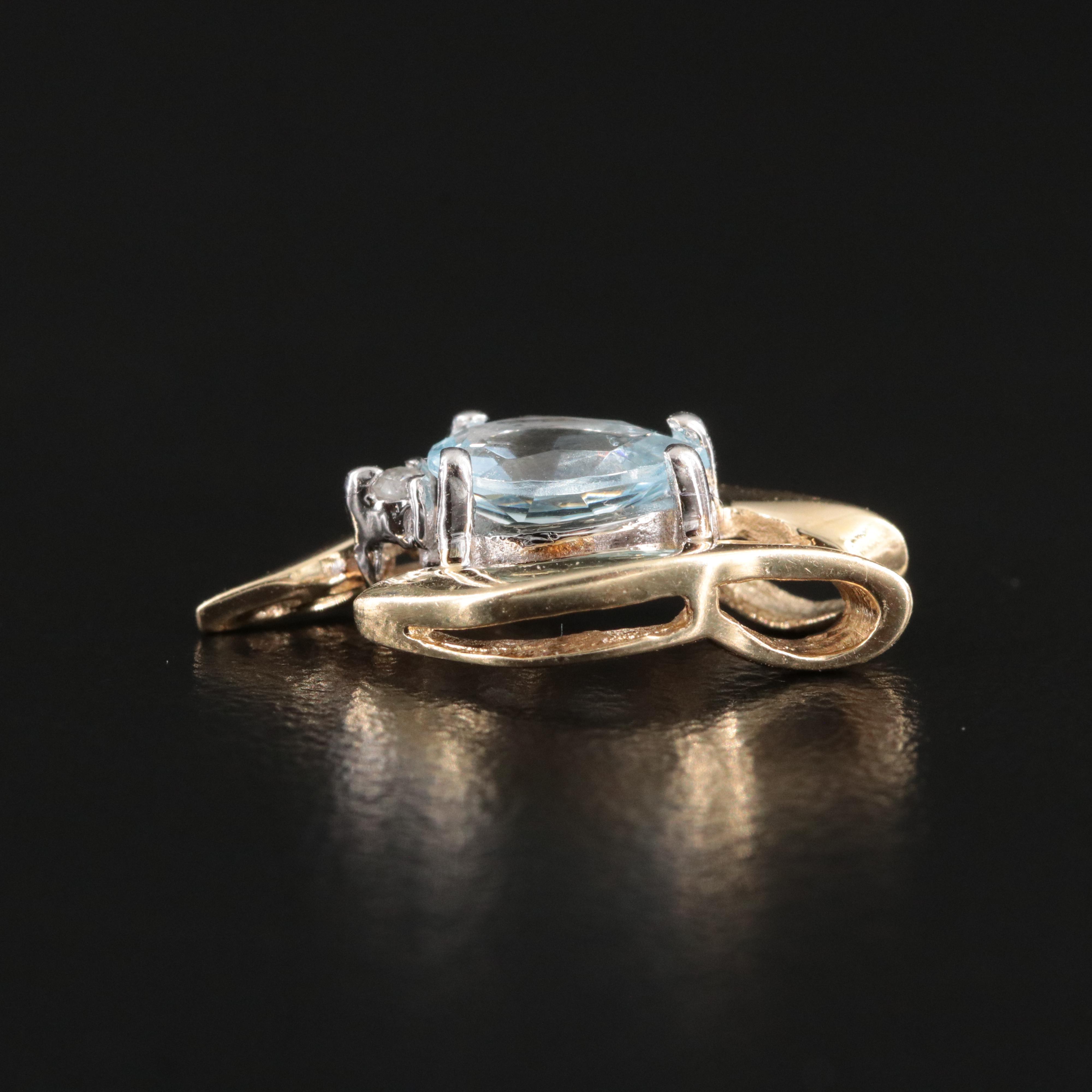 14K Aquamarine and Diamond Pendant