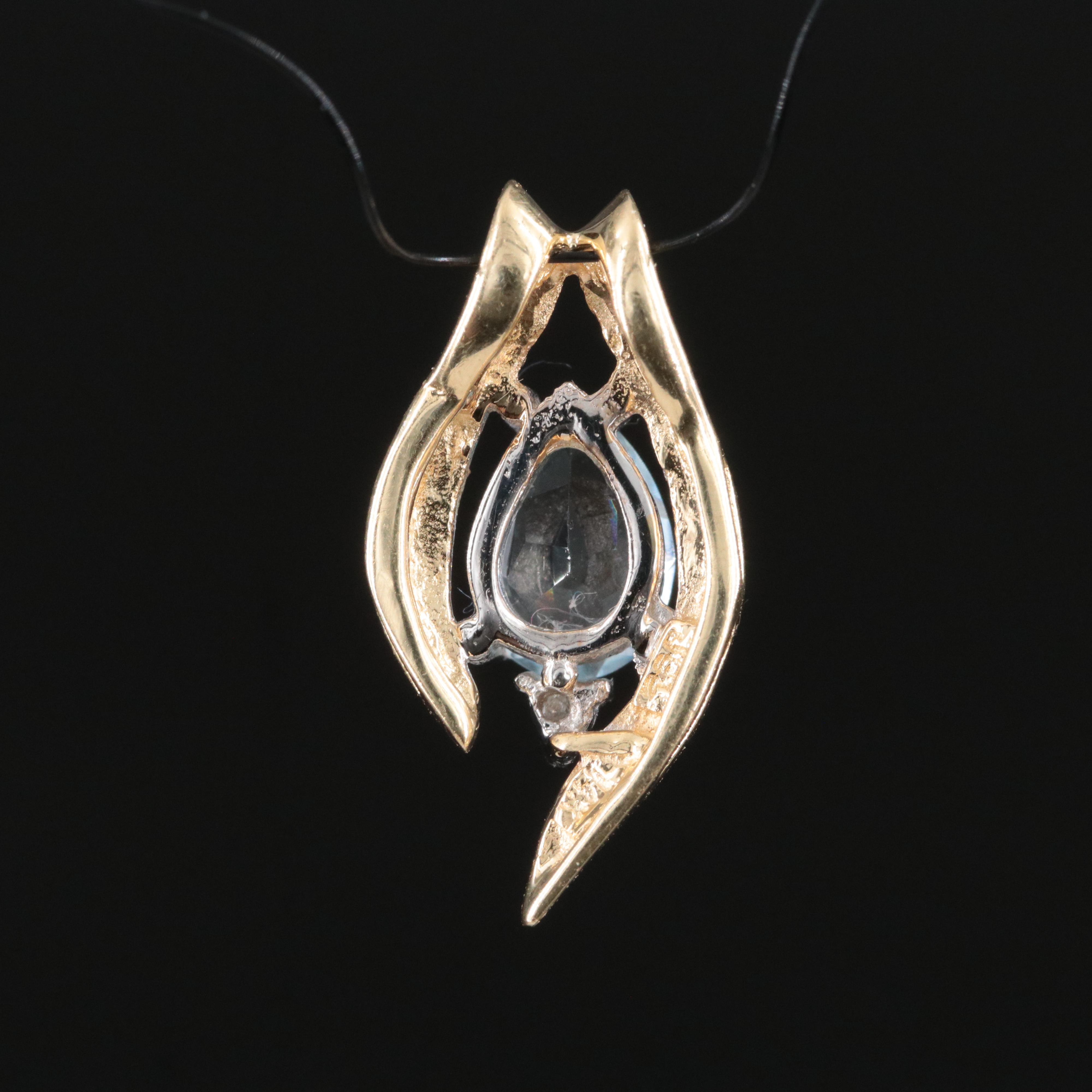 14K Aquamarine and Diamond Pendant